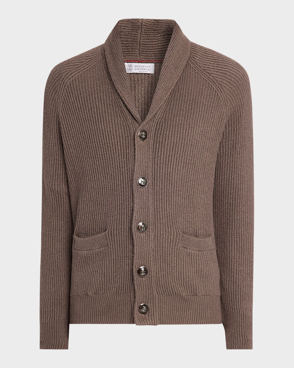 Brunello Cucinelli Men 's Cotton Rib Shawl Cardigan | Thumbnail 6 Brunello Cucinelli Men 's Cotton Rib Shawl Cardigan | Thumbnail 6