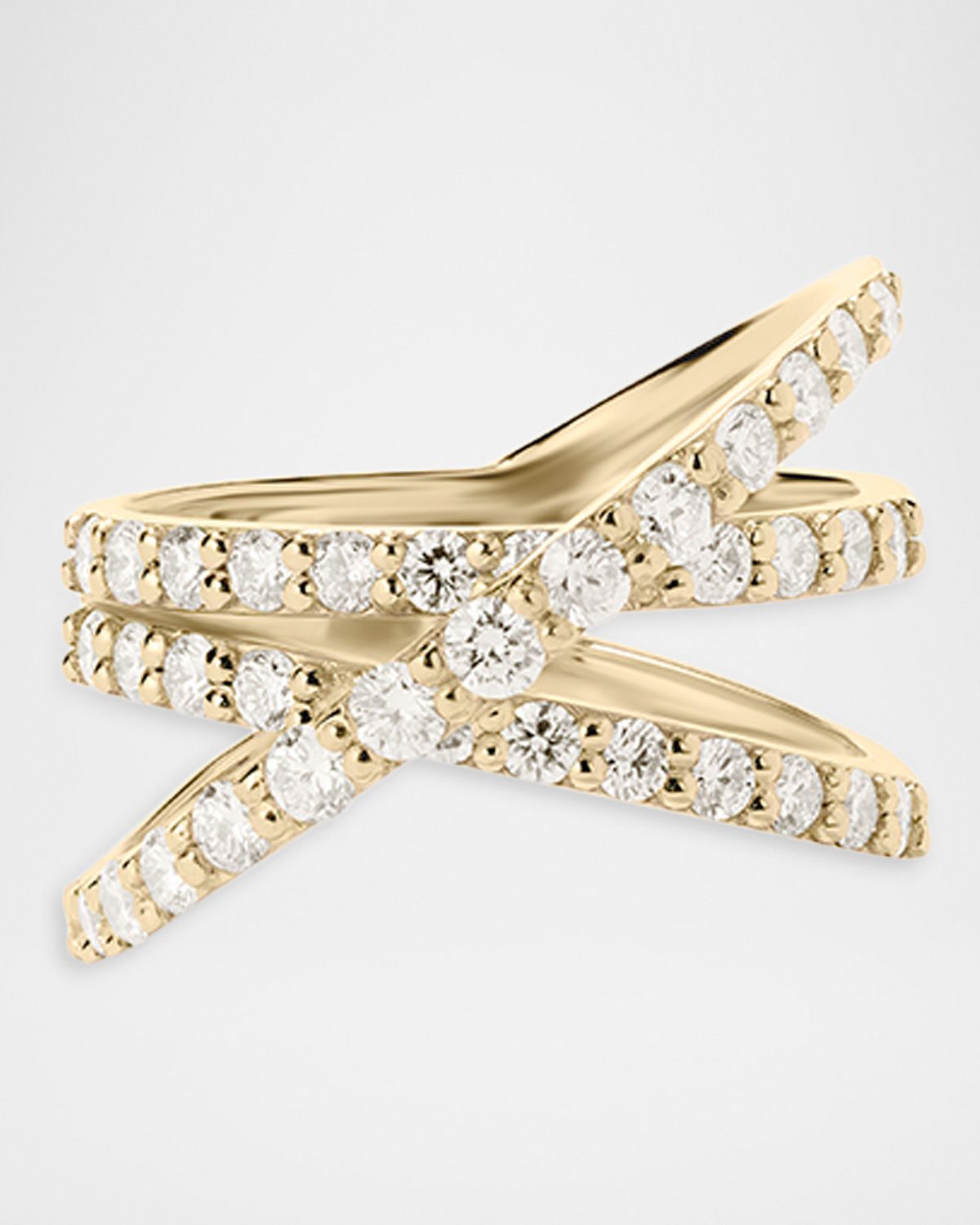 LANA 14K Gold Graduating Diamond Criss Cross Ring