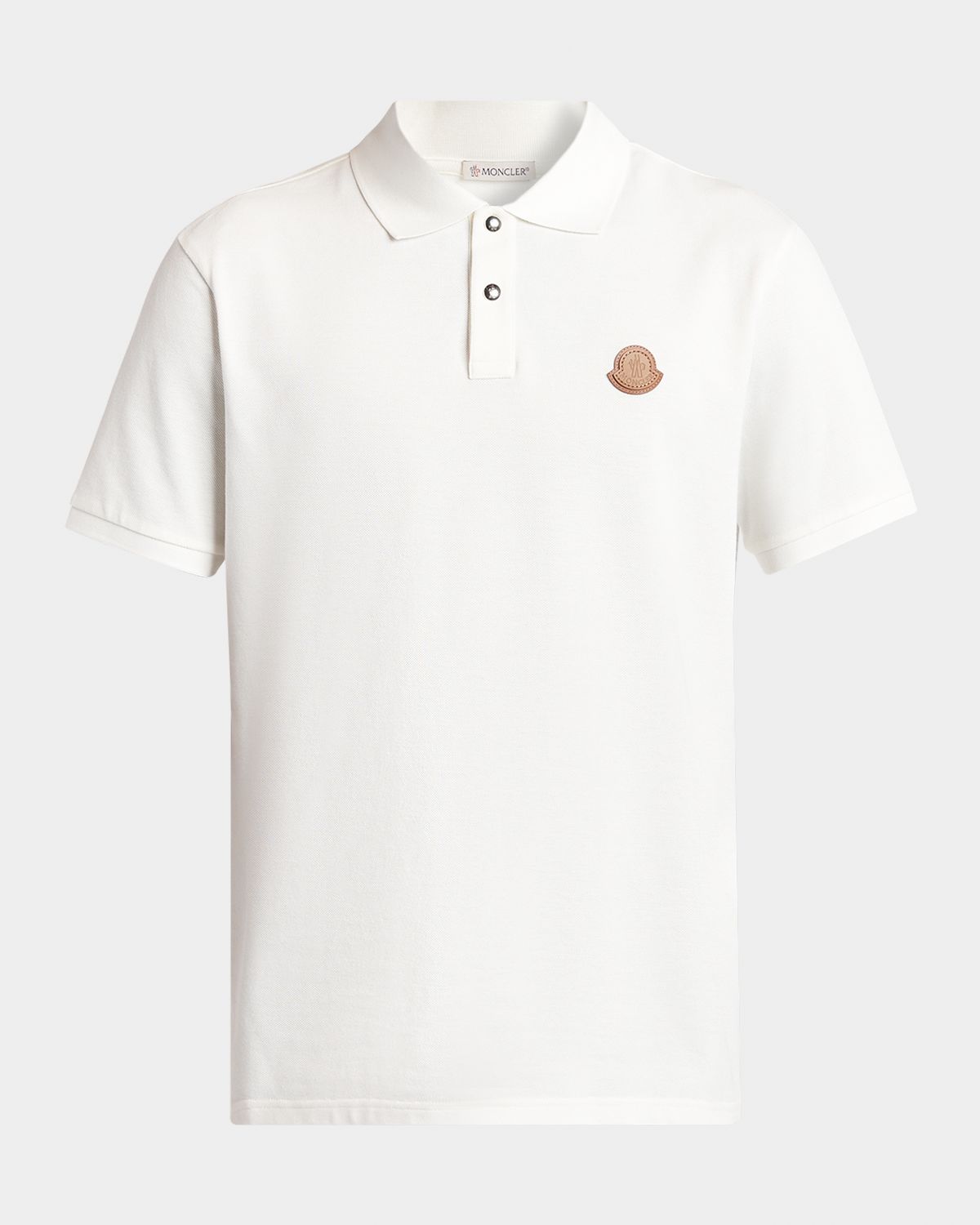 Moncler Men 's Cotton Leather-Logo Polo Shirt