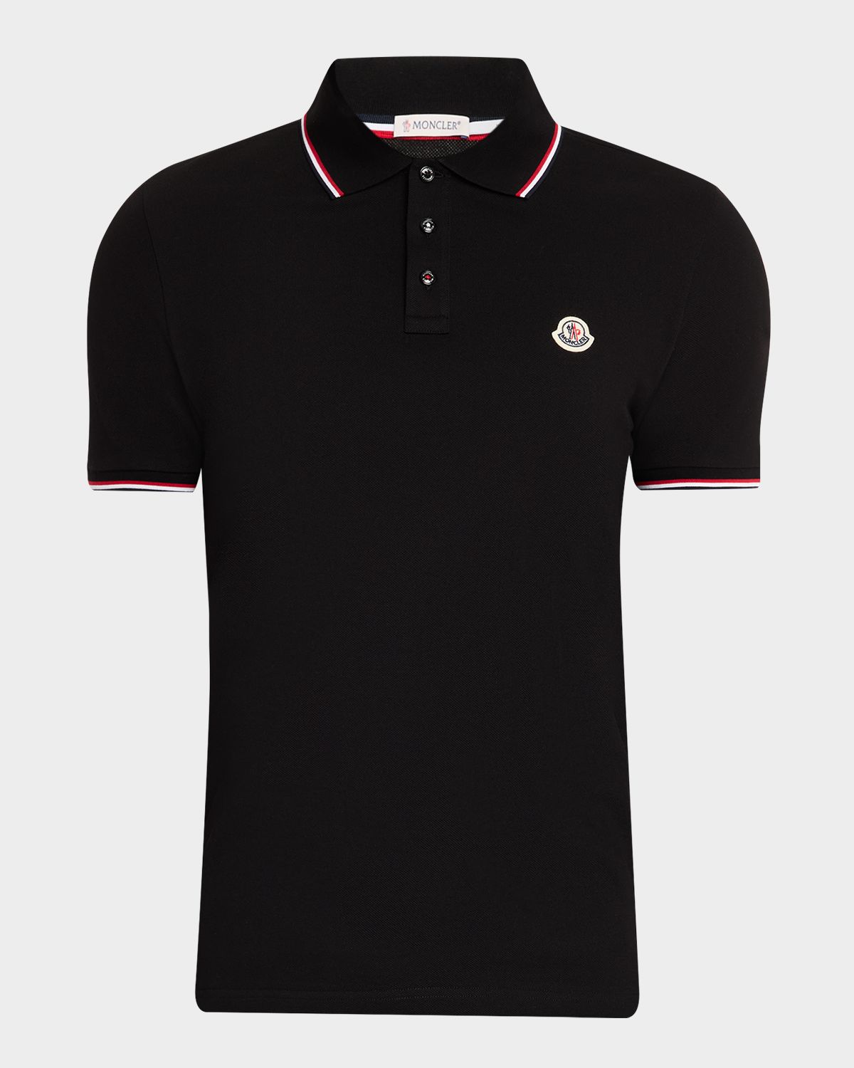 Moncler Men 's Stripe-Trim Cotton Polo Shirt