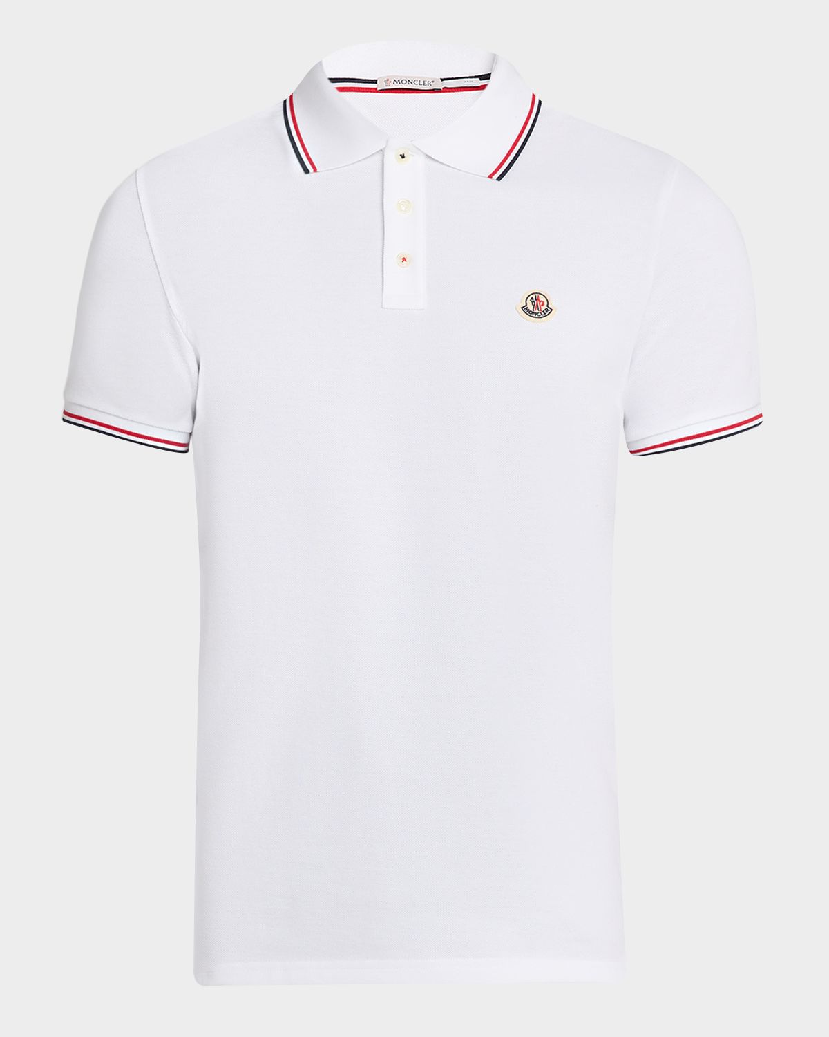 Moncler Men 's Stripe-Trim Cotton Polo Shirt