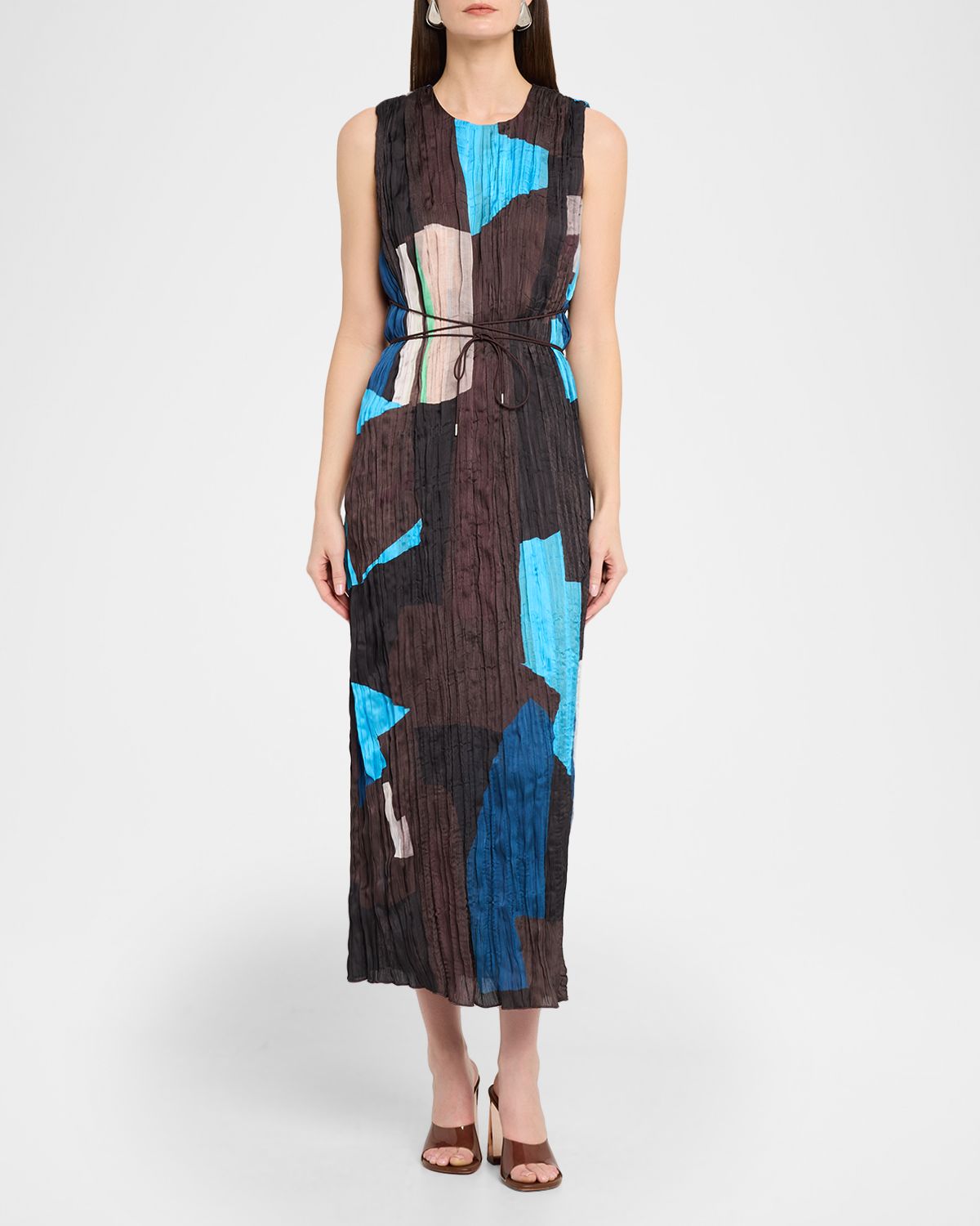 STAUD Mizu Plisse Midi Dress