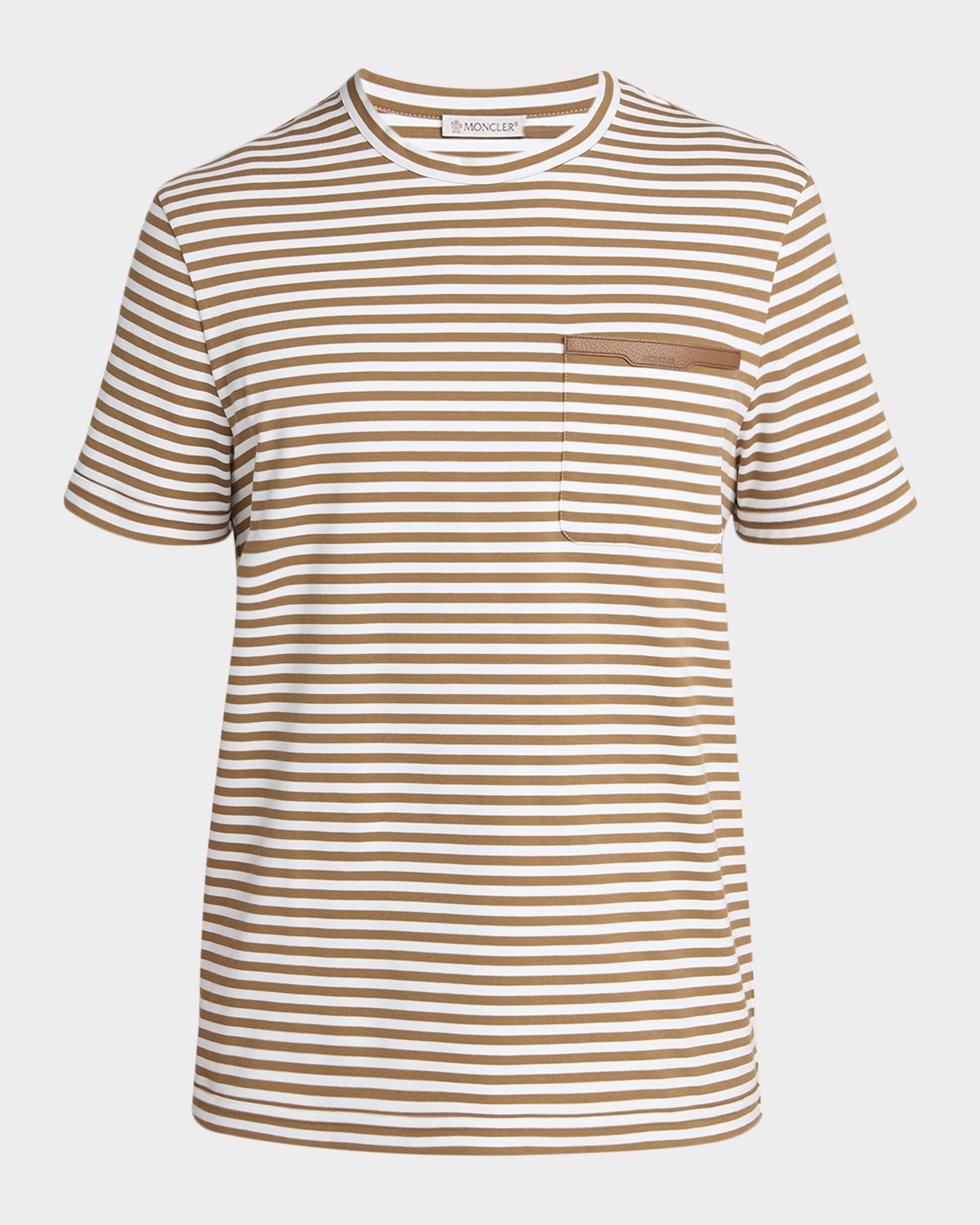 Moncler Men 's Stripe Leather-Trim Pocket T-Shirt | Thumbnail 6 Moncler Men 's Stripe Leather-Trim Pocket T-Shirt | Thumbnail 6