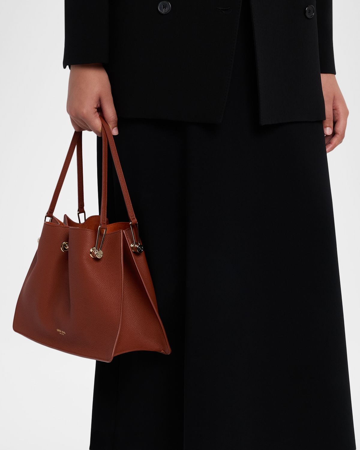 Giorgio Armani Pebbled Leather Small Shopper Bag