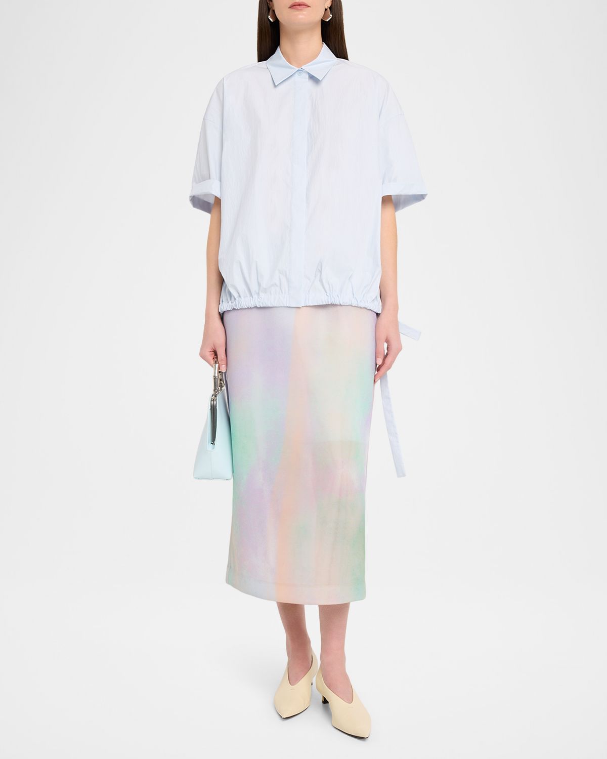 Lafayette 148 New York Travel Cotton Oversized High-Low Shirt