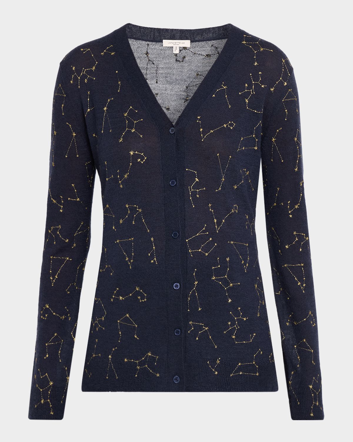 Lafayette 148 New York Constellation-Embroidered Cashmere Cardigan