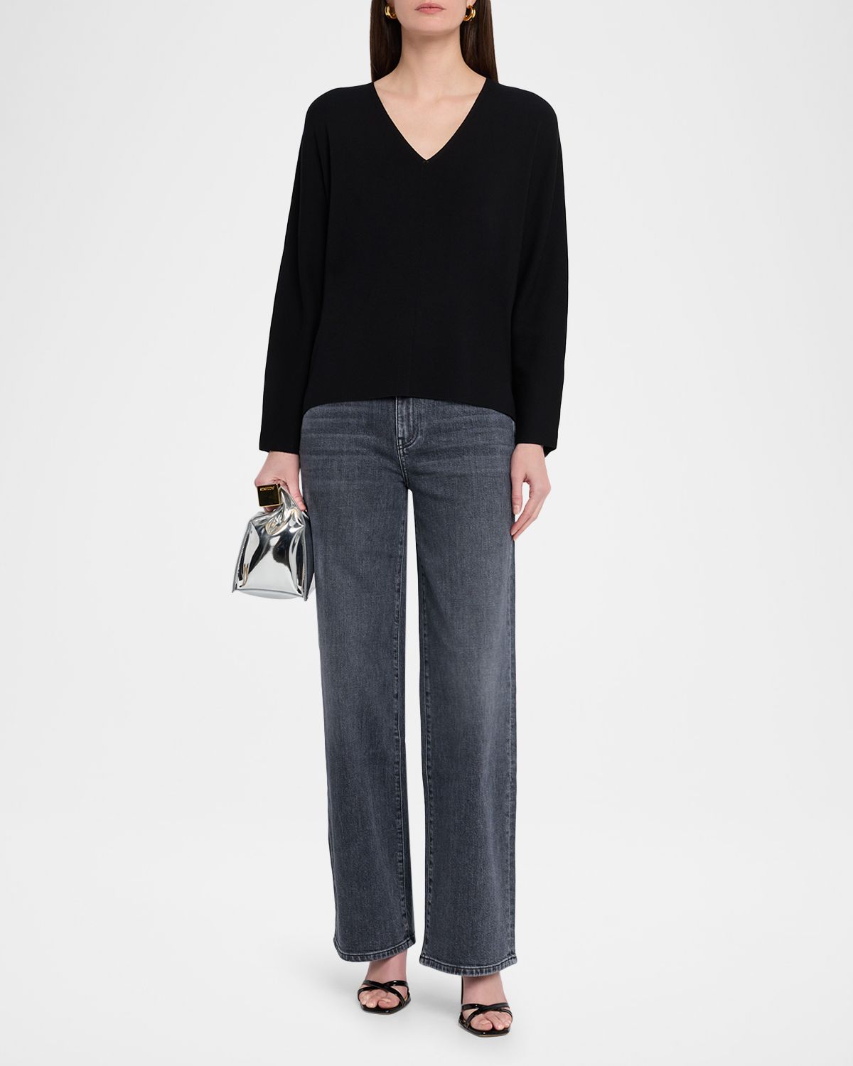 Lafayette 148 New York Ribbed V-Neck Sweater
