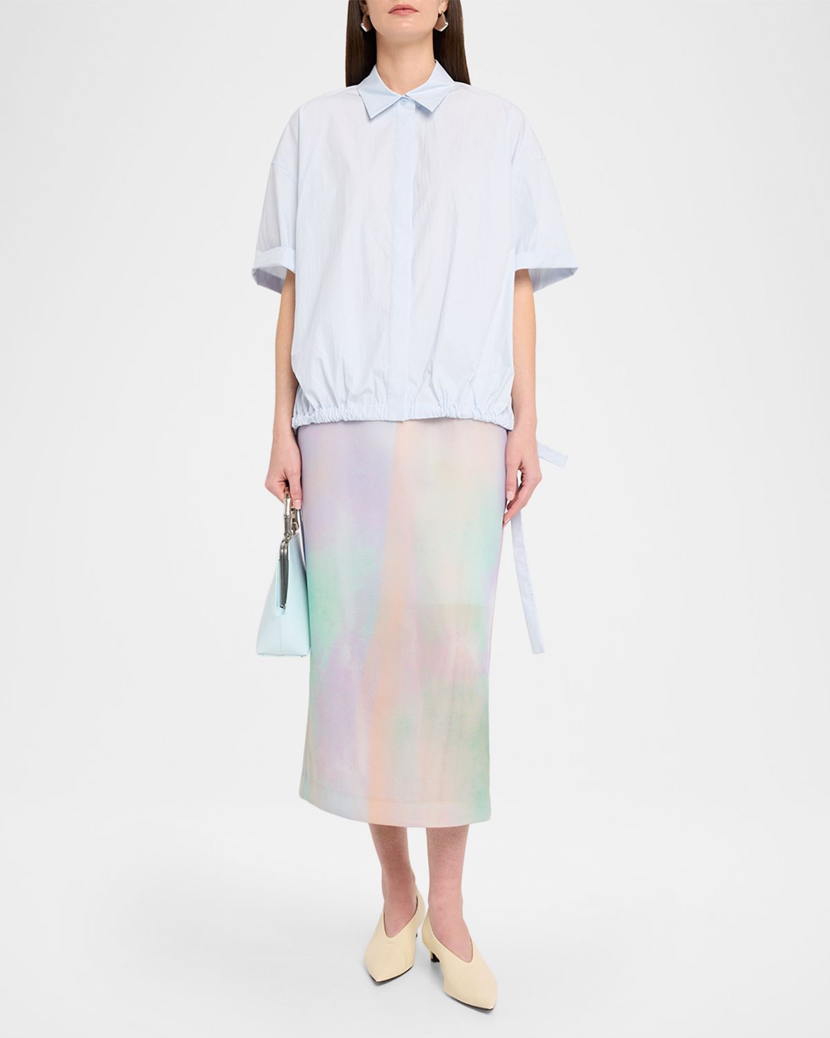 Lafayette 148 New York Aurora-Print Straight Midi Skirt