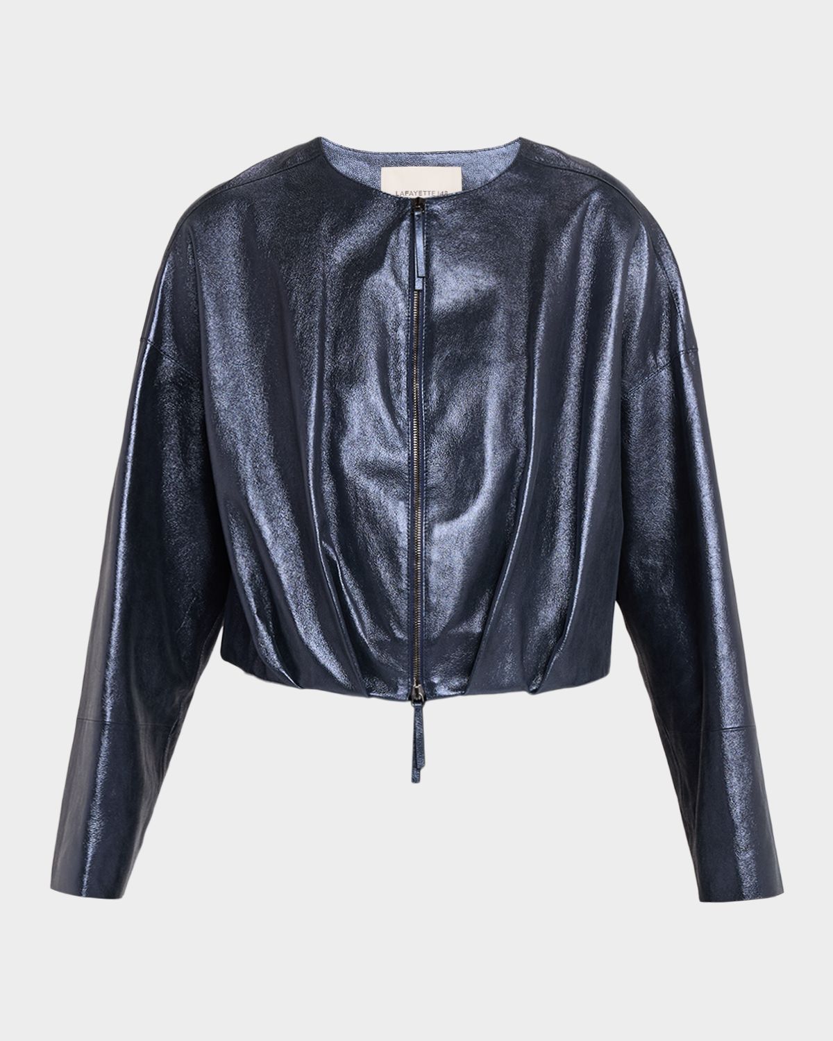 Lafayette 148 New York Pleated Metallic Suede Crop Jacket