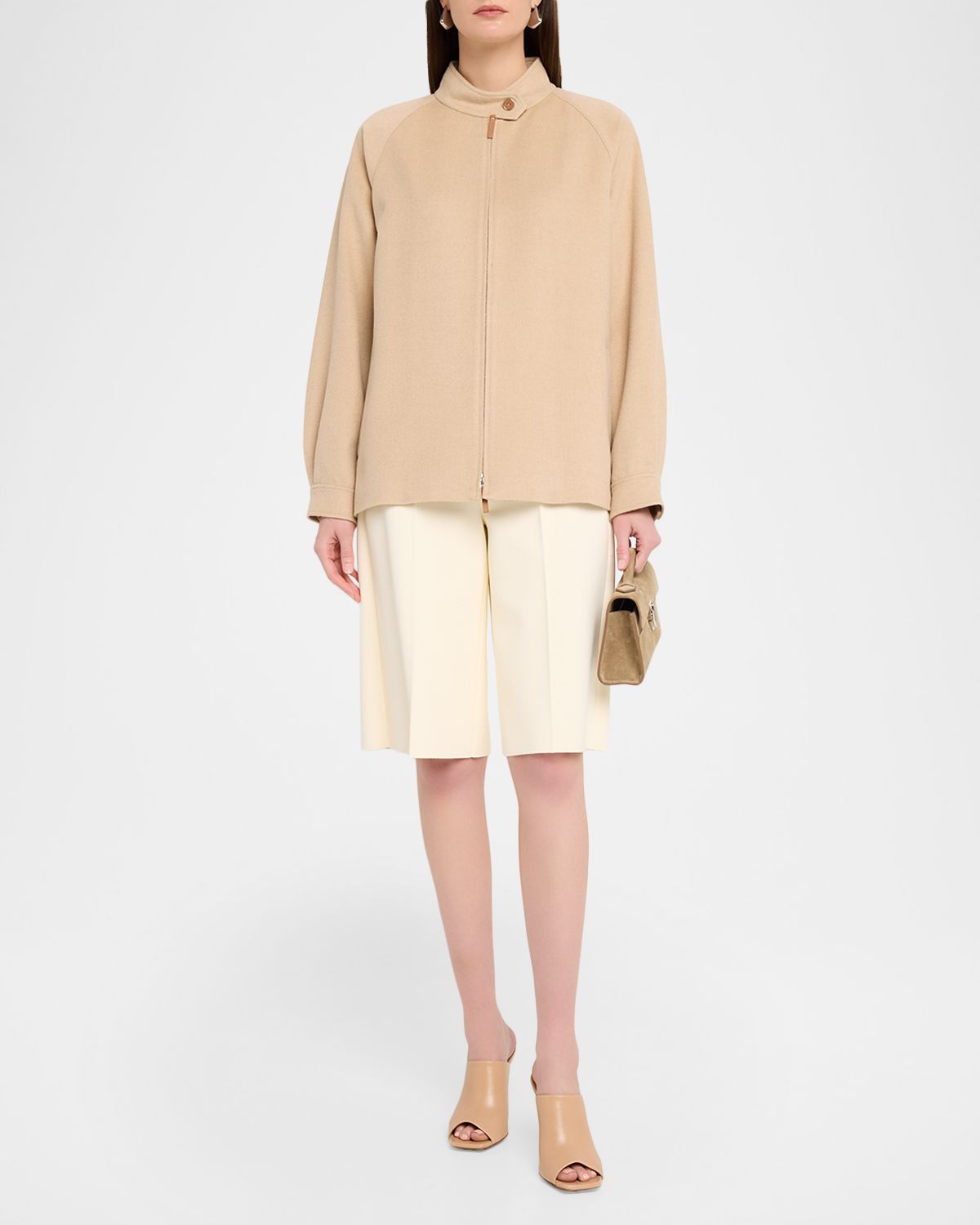 Lafayette 148 New York Oversized Zip-Front Camel Hair Jacket