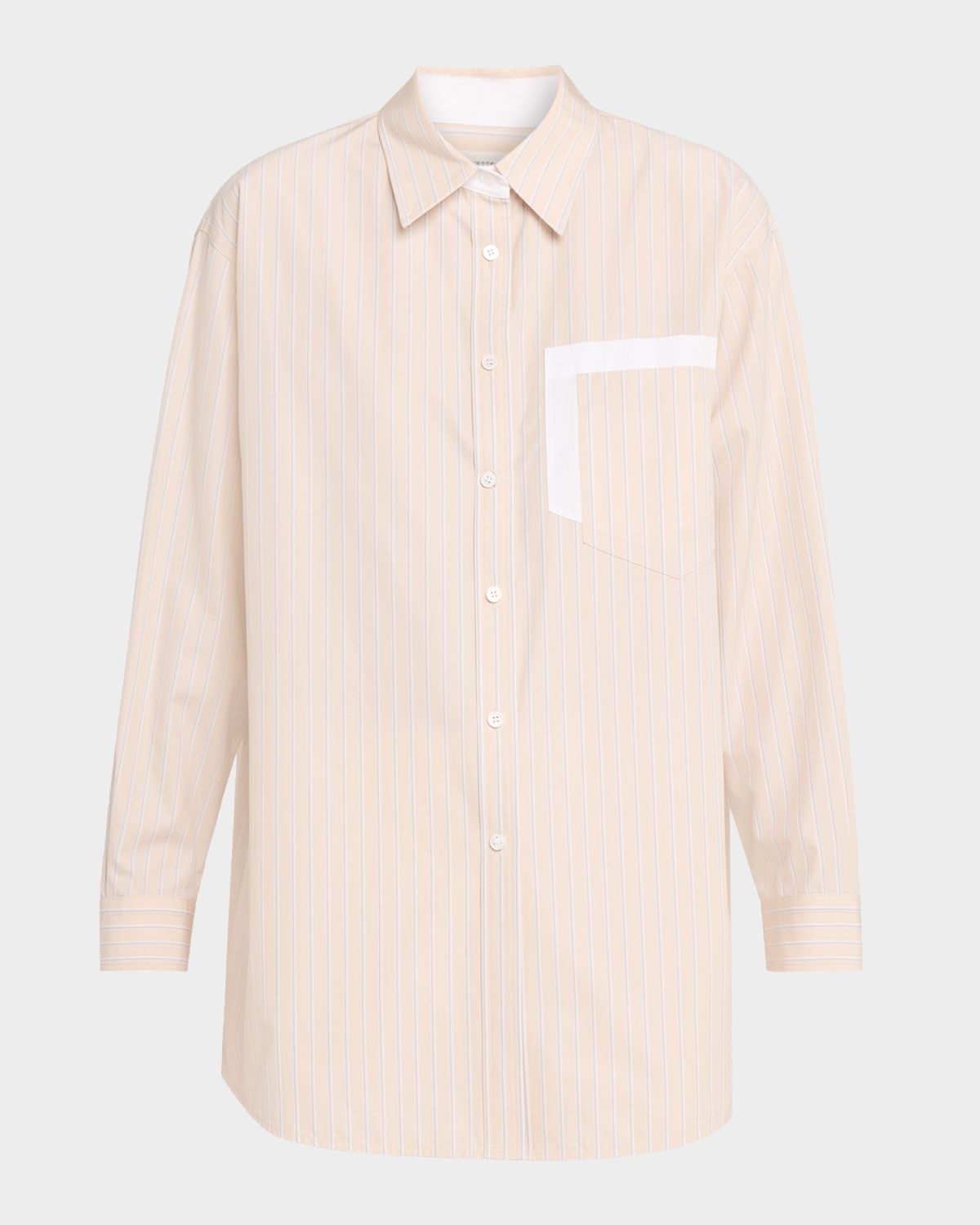 Lafayette 148 New York Striped Cotton Poplin Oversized Boyfriend Shirt