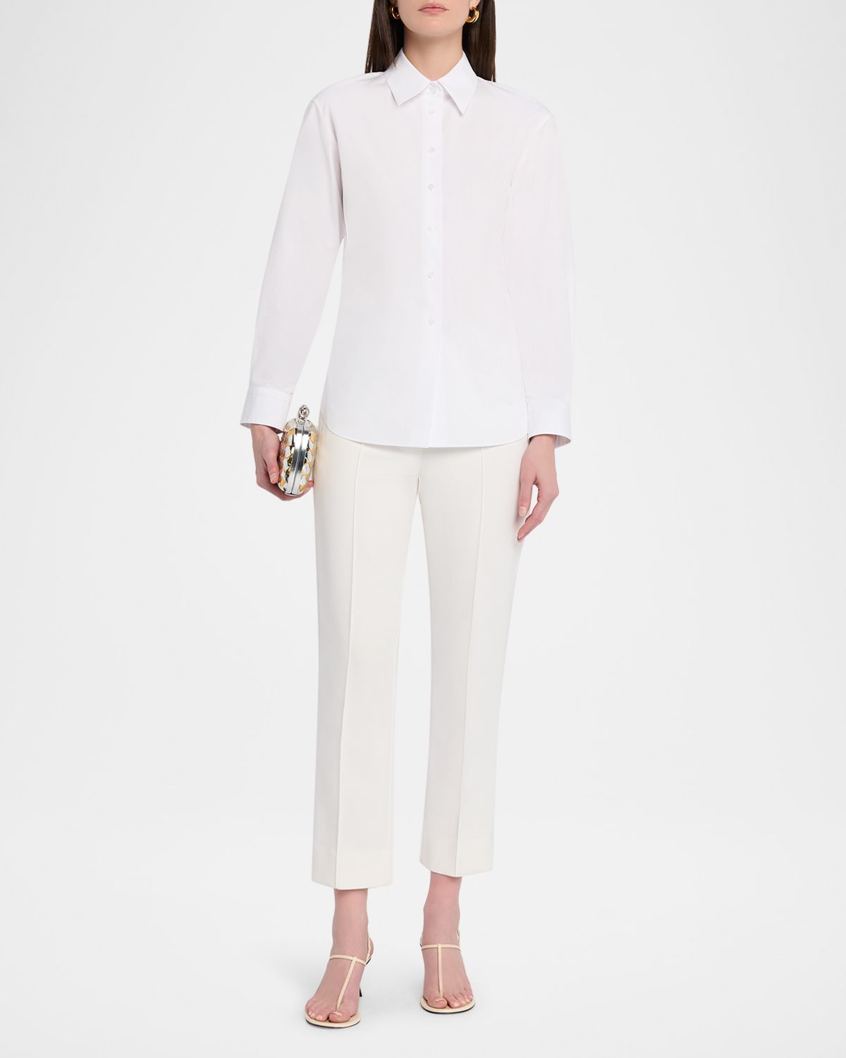 Lafayette 148 New York Cinched-Waist Cotton Poplin Shirt