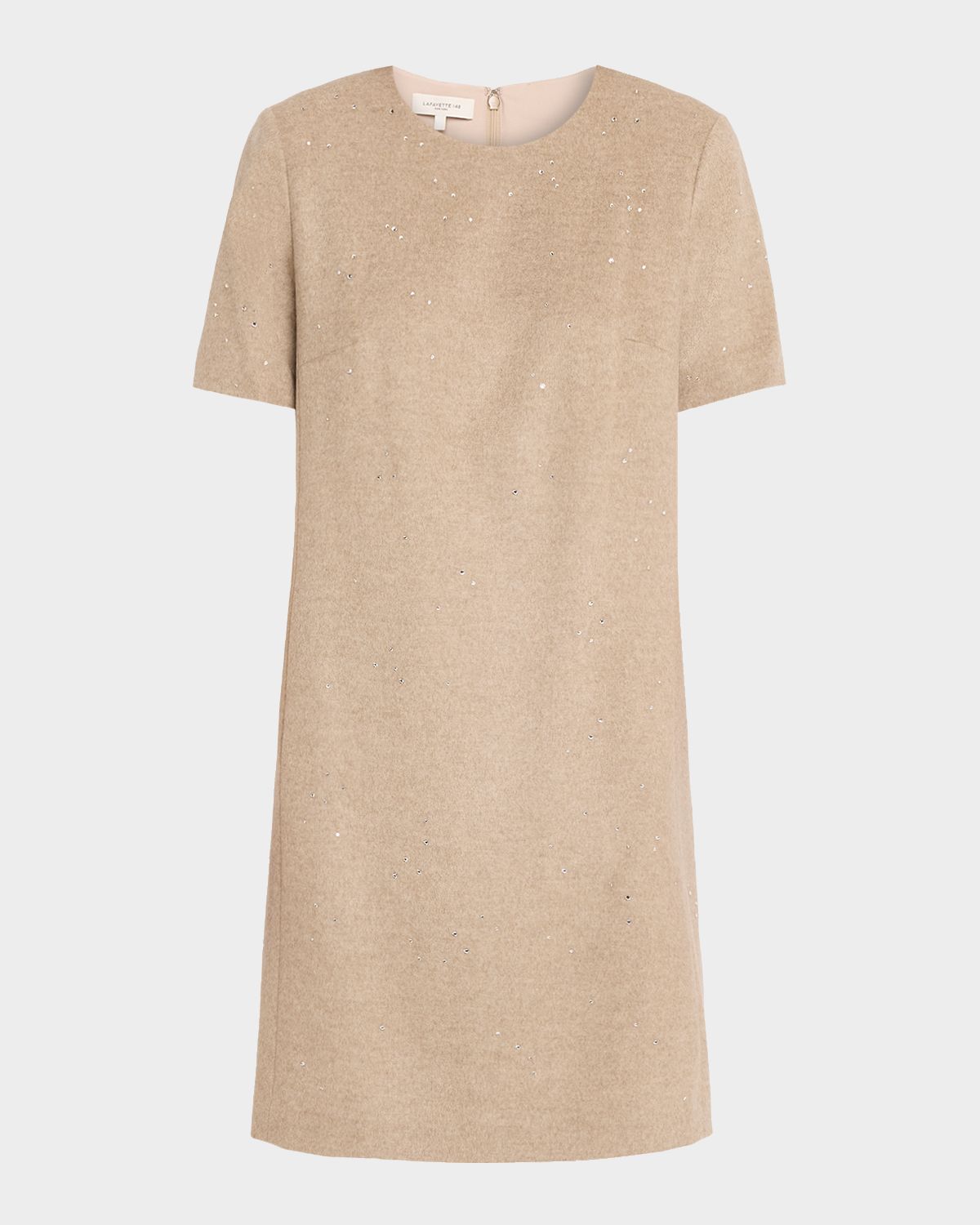 Lafayette 148 New York Rhinestone Wool-Cashmere Knit Mini Dress