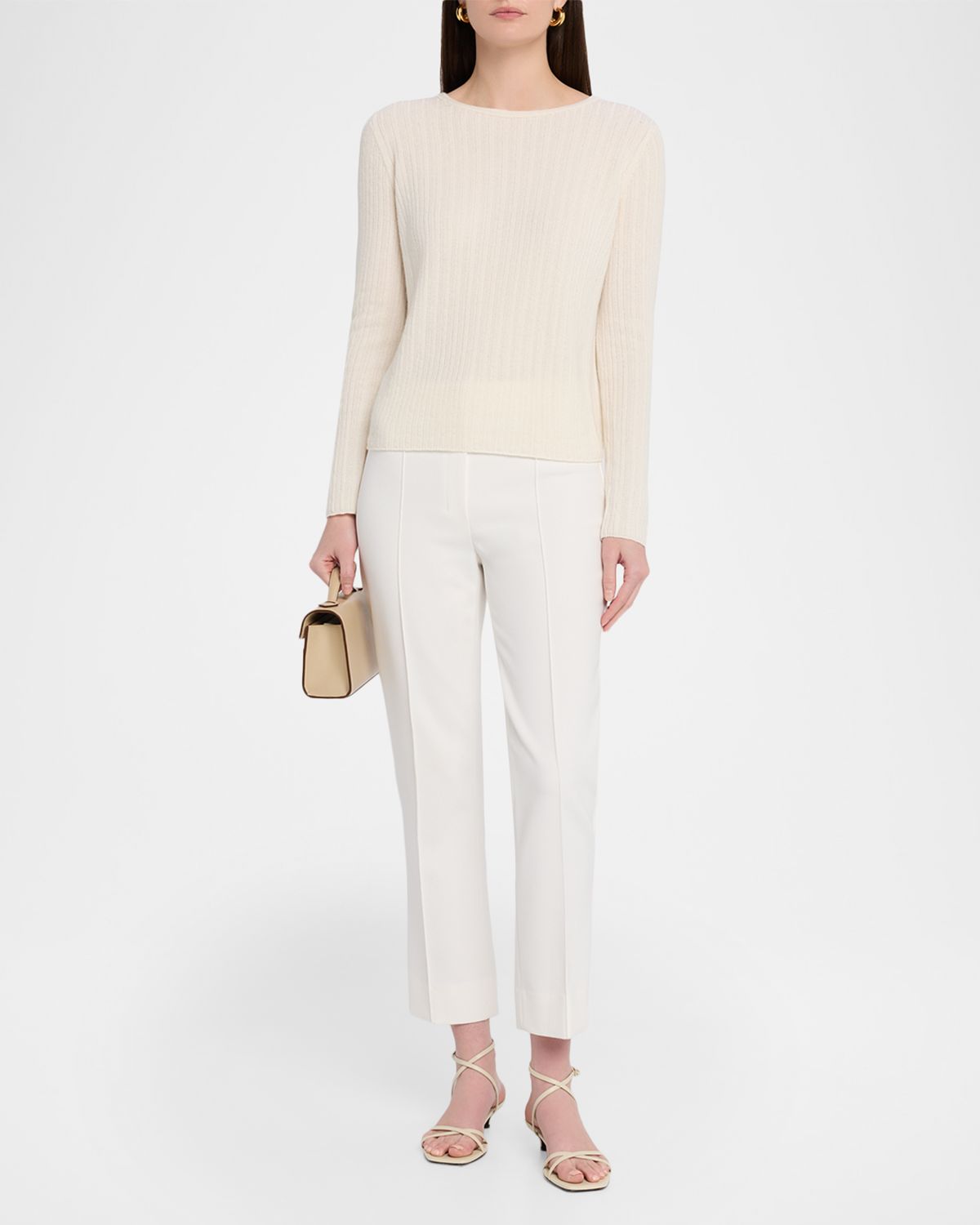 Lafayette 148 New York Mixed-Stitch Crewneck Sweater