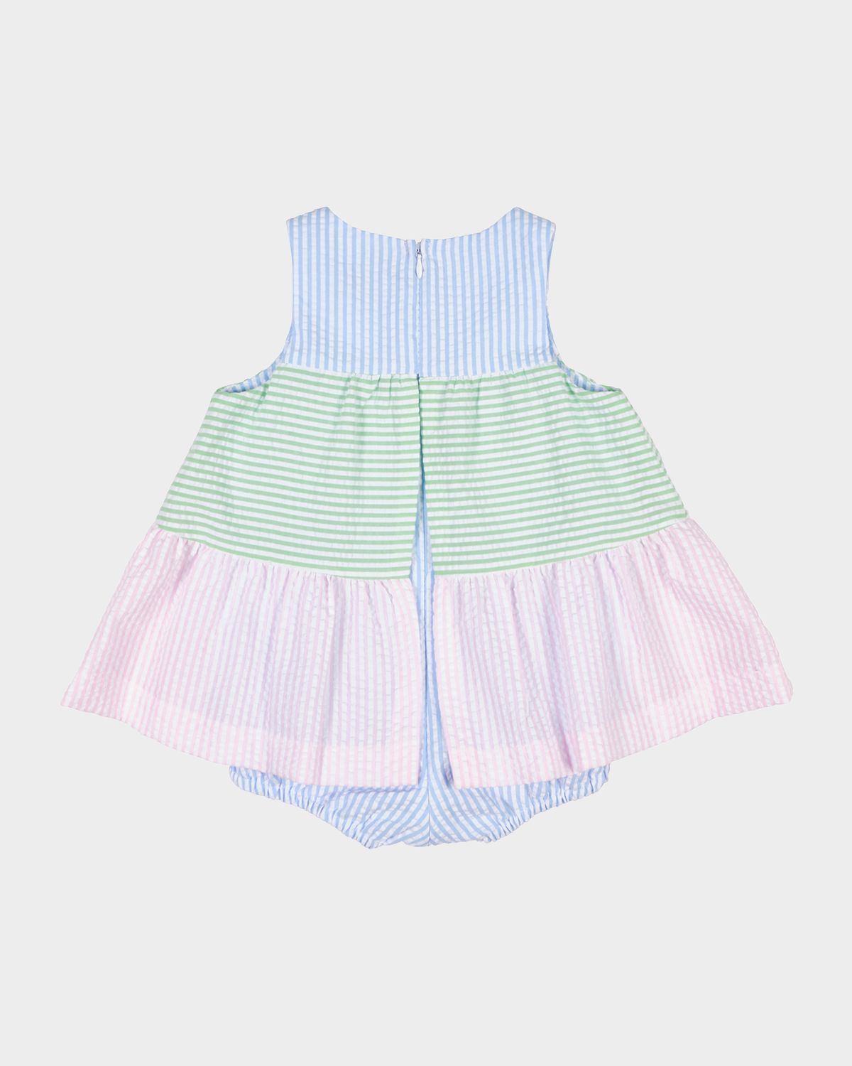 Florence Eiseman Girl 's Tulip Seersucker Romper, Size 3M-24M