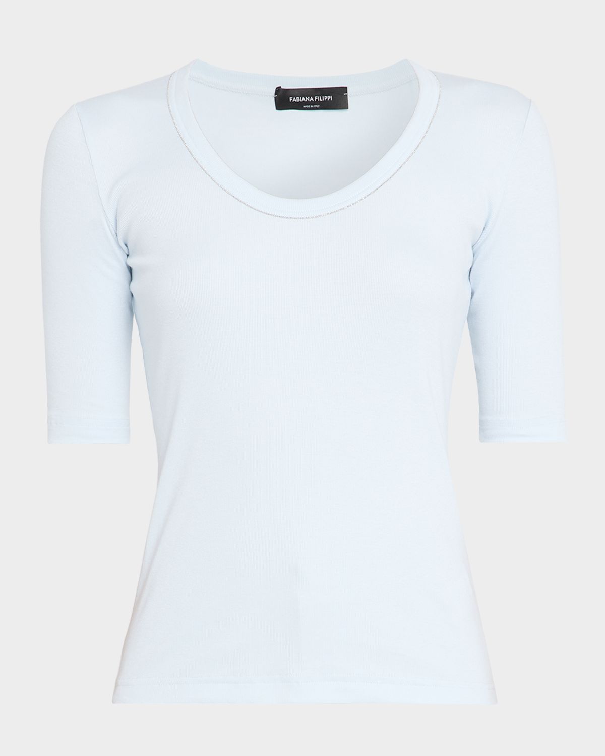 FABIANA FILIPPI Shimmer-Trim Ribbed Jersey T-Shirt
