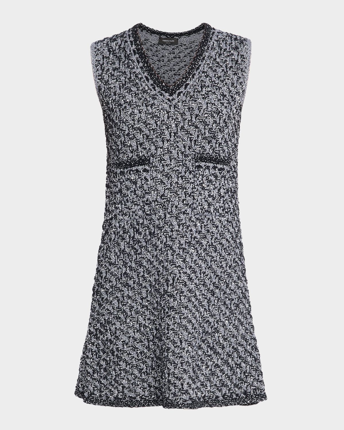 FABIANA FILIPPI Sleeveless Sequin Tweed Mini Shift Dress