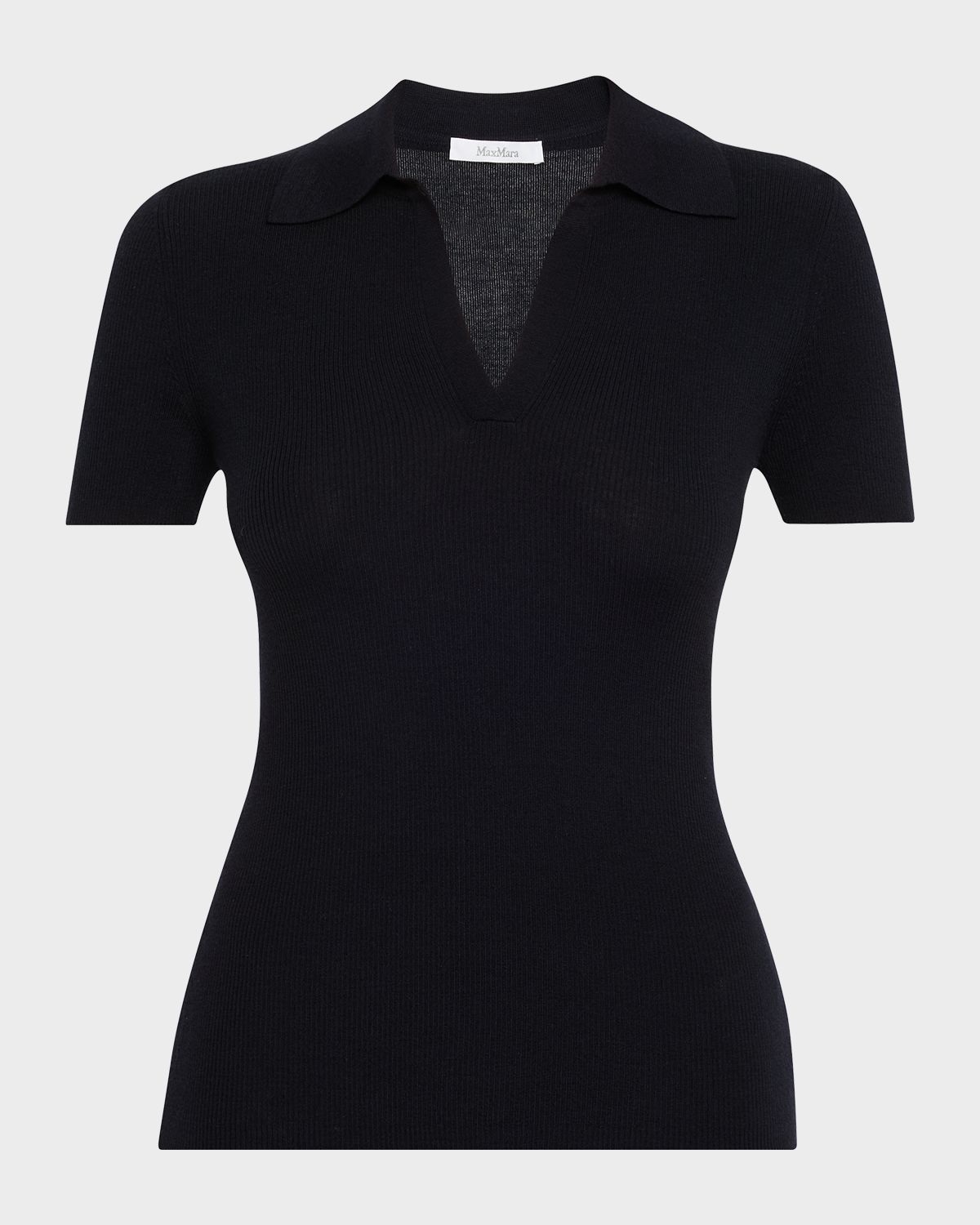 Max Mara Studio Rib-Knit Wool Polo Shirt
