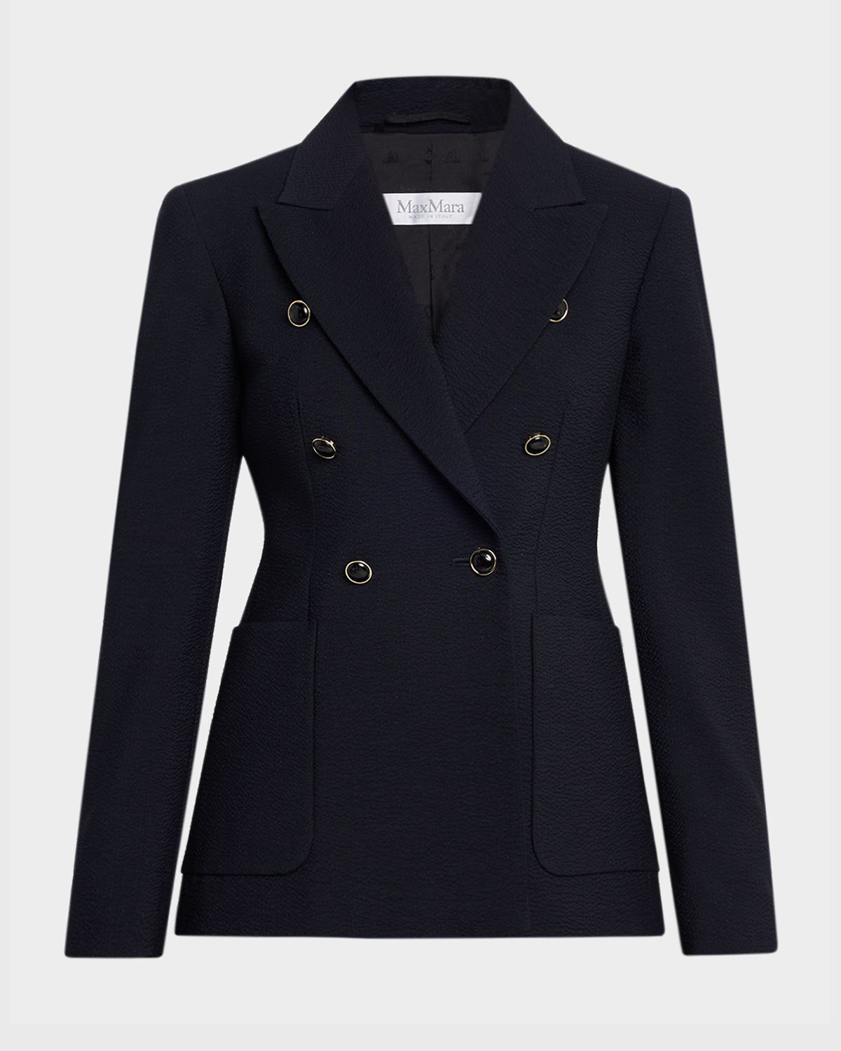 Max Mara Ricetta Double-Breasted Seersucker Blazer