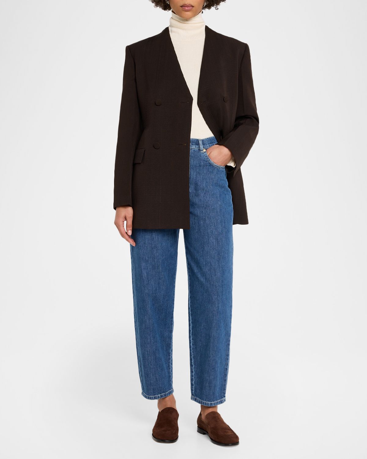 Max Mara Studio Asia Cropped Cotton Denim Candle-Leg Jeans