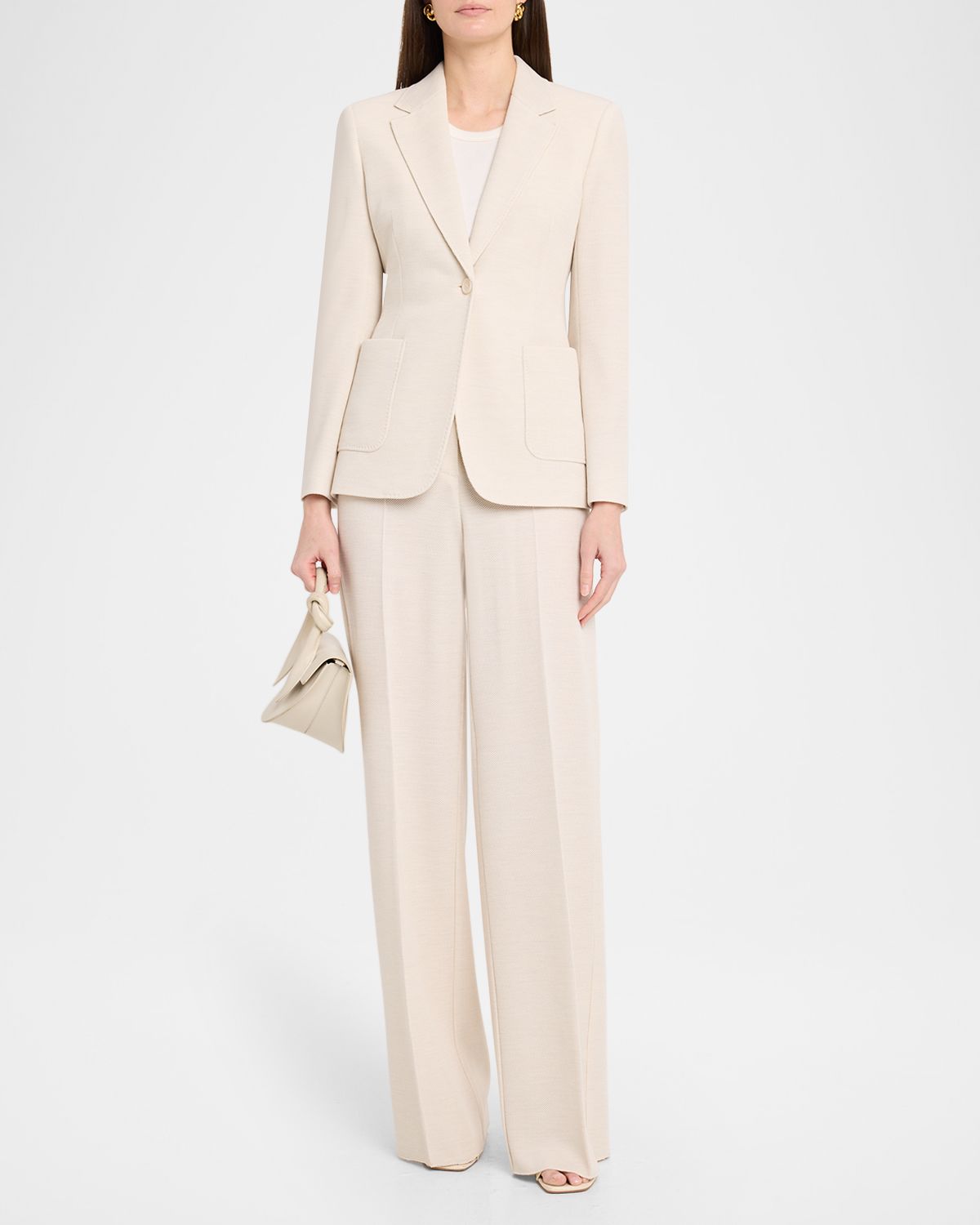 Max Mara Studio Utilita Single-Button Wool Pique Blazer