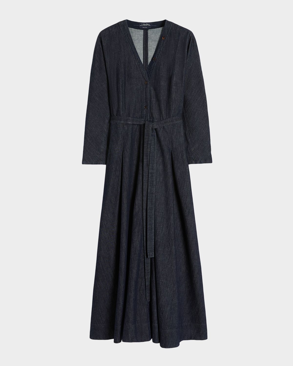 Max Mara Studio Belted Cotton Denim Midi Dress