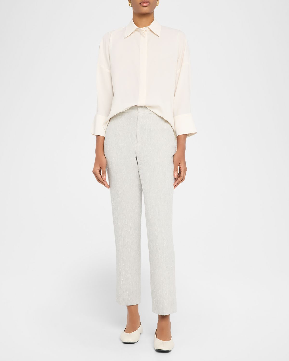 FABIANA FILIPPI Sheer Inset Stretch Wool-Blend Shirt