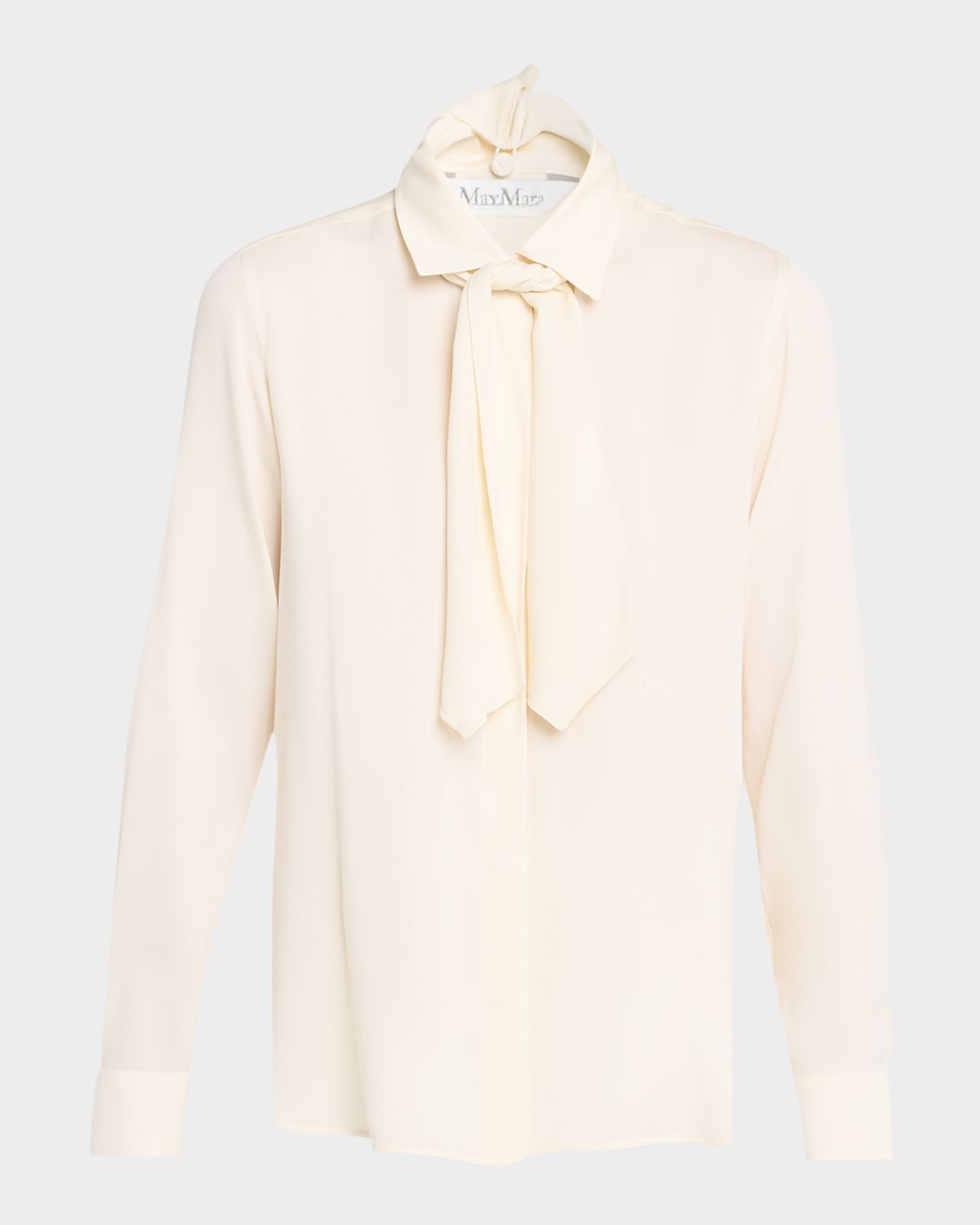 Max Mara Colmo Tie-Neck Silk Blouse