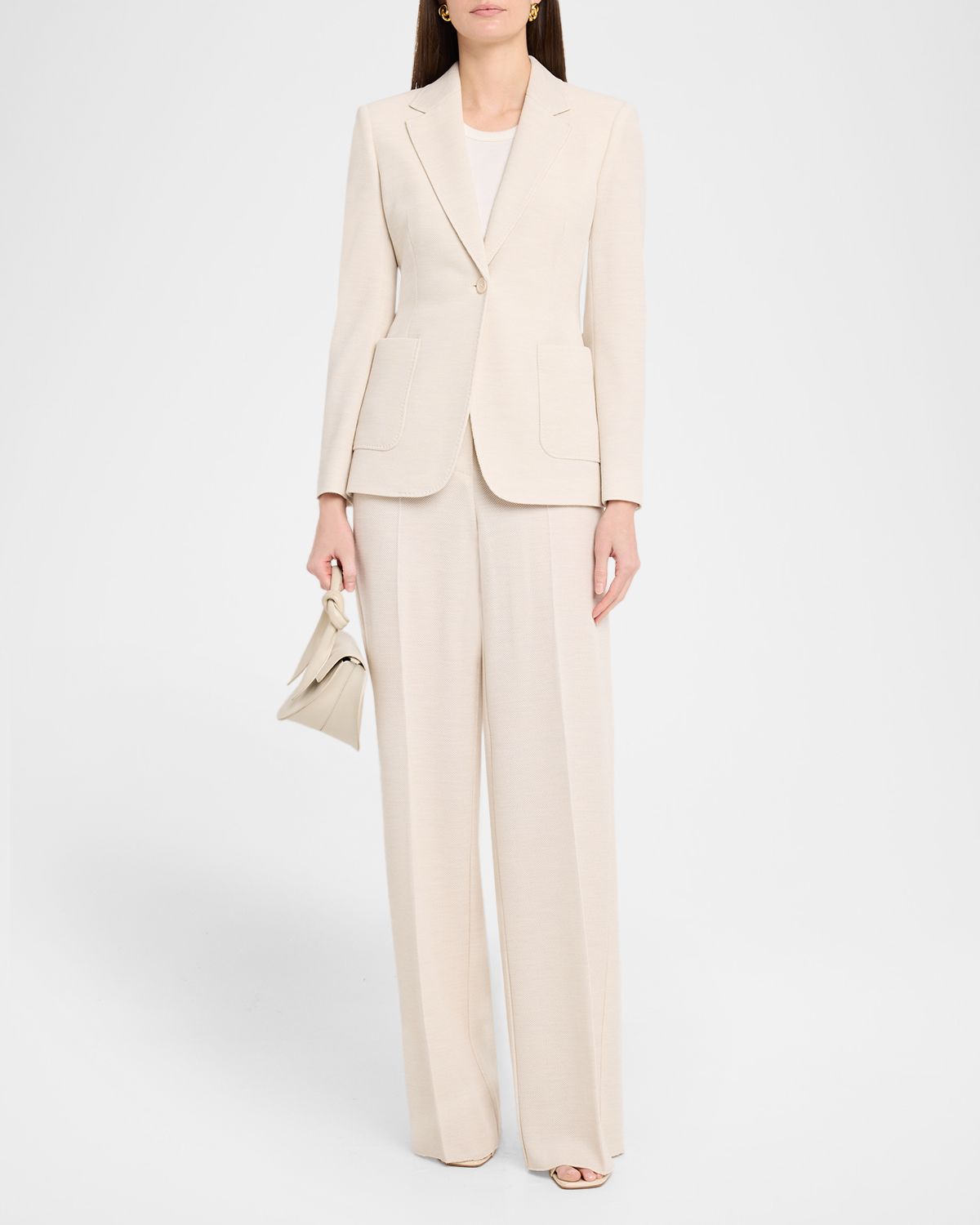 Max Mara Studio Attinia Wide-Leg Wool Pique Trousers