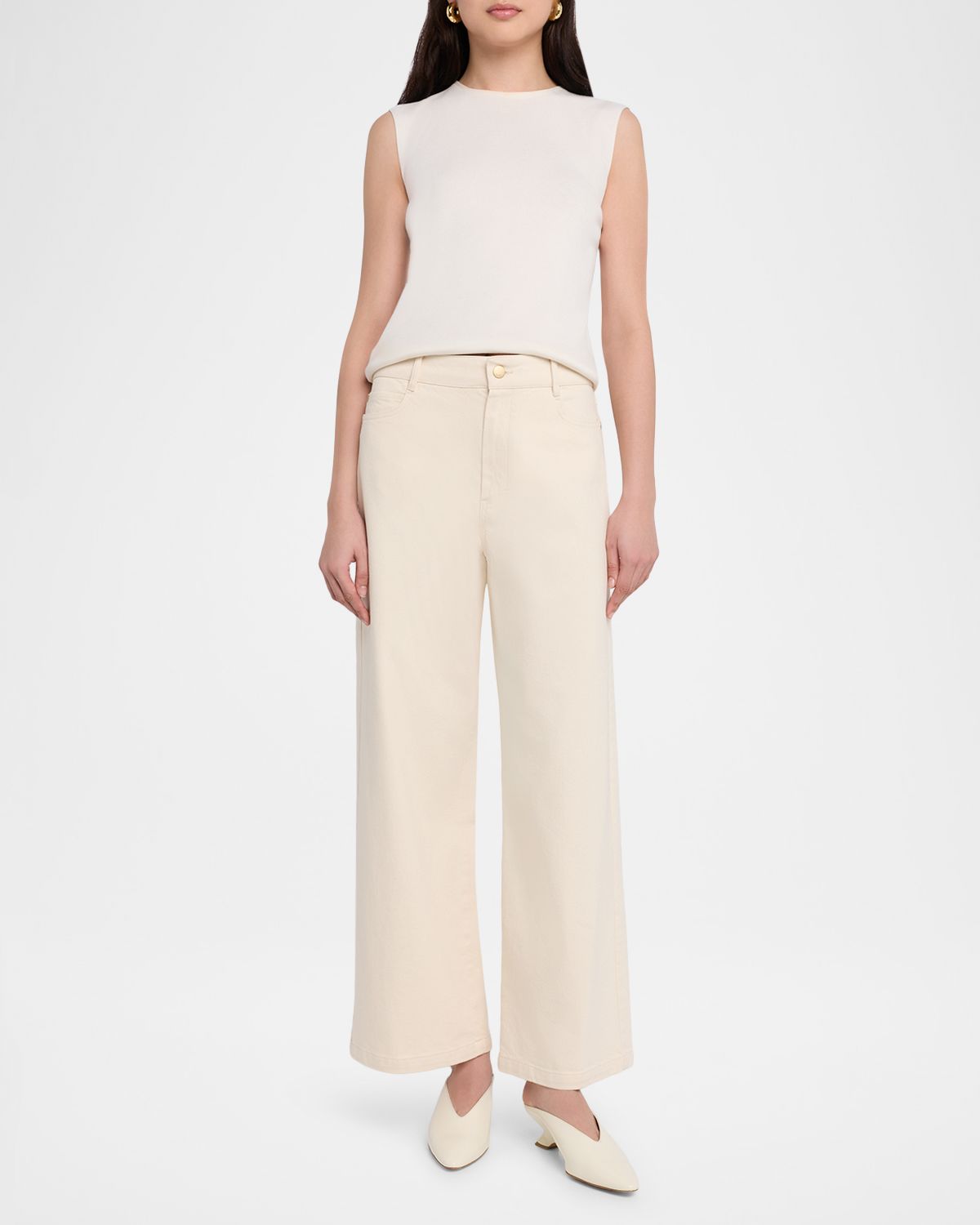 Max Mara Studio Zarina Cropped Wide-Leg Cotton Pants