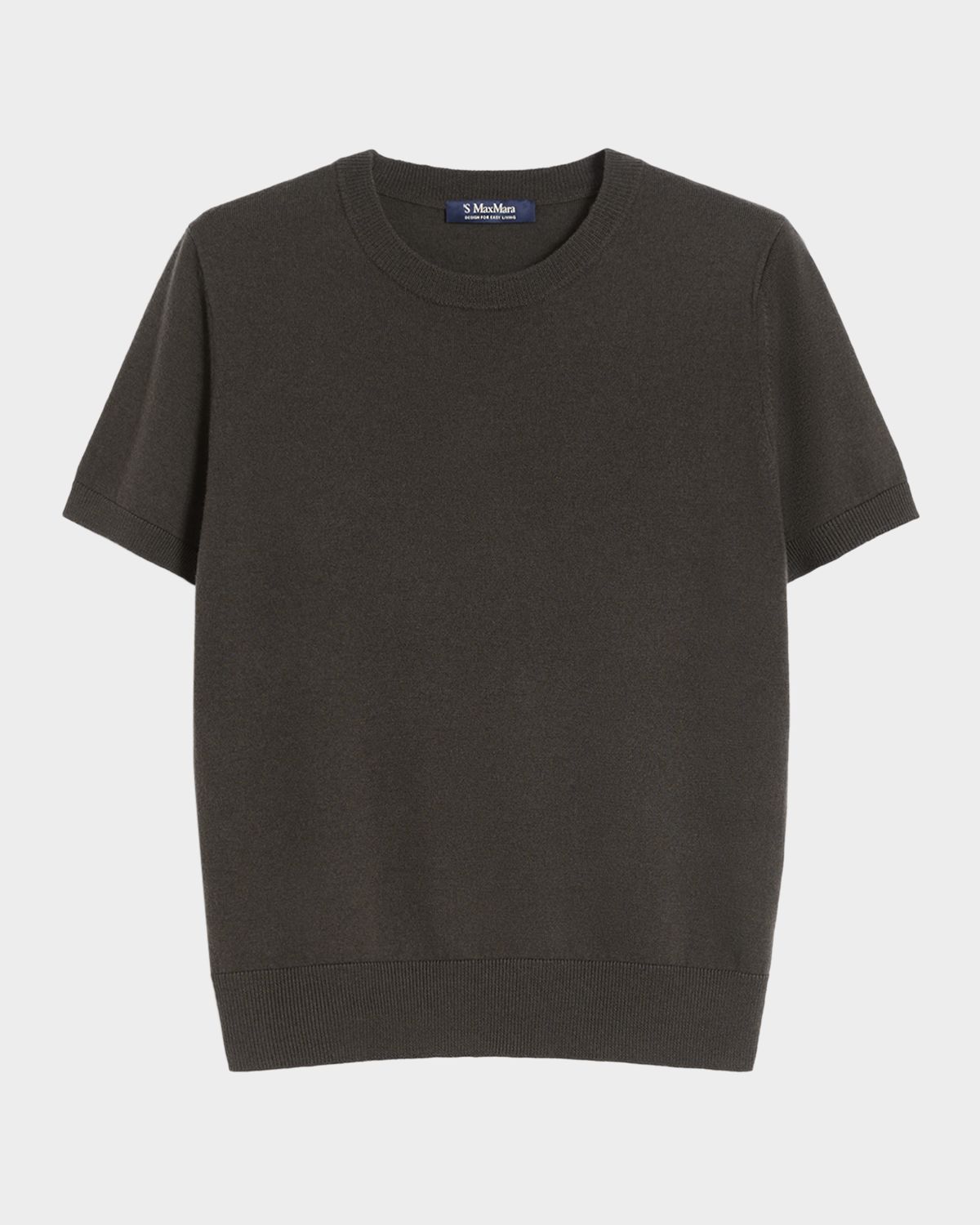 Max Mara Magenta Wool Short-Sleeve Crewneck Sweater