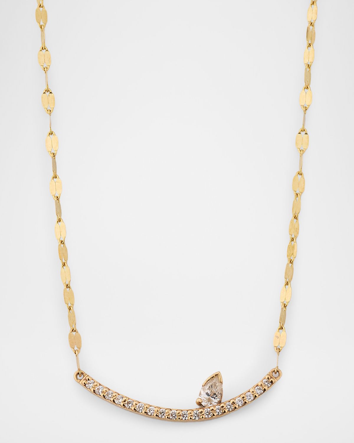 LANA Curved Diamond Pendant Necklace with Solo Pear
