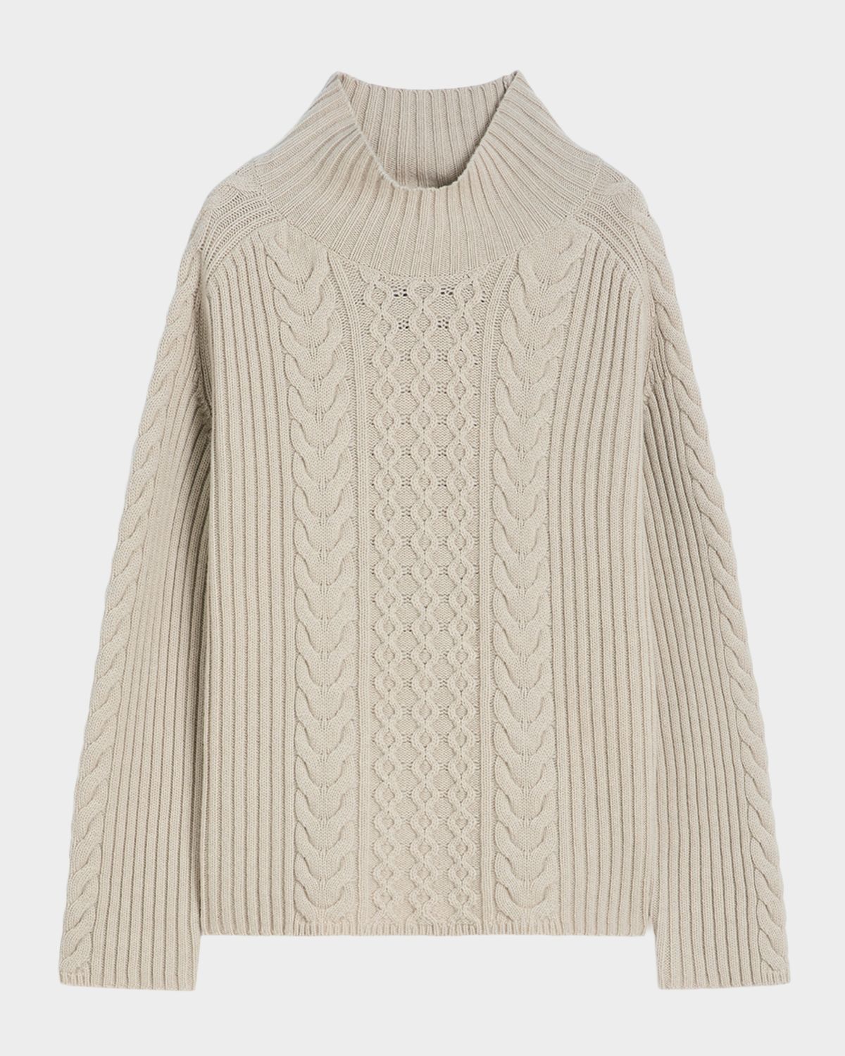Max Mara Studio Miele Wool Cable Knit Turtleneck Sweater