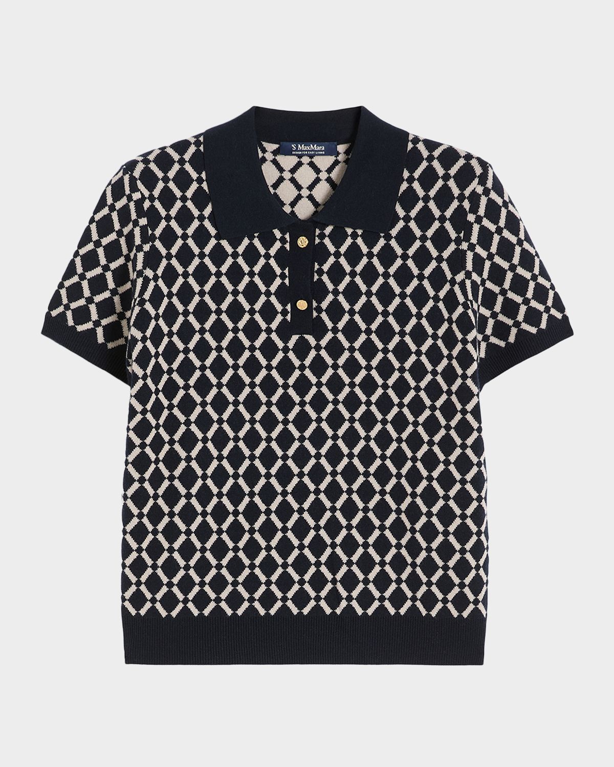 Max Mara Studio Medera Diamond Short-Sleeve Polo Shirt