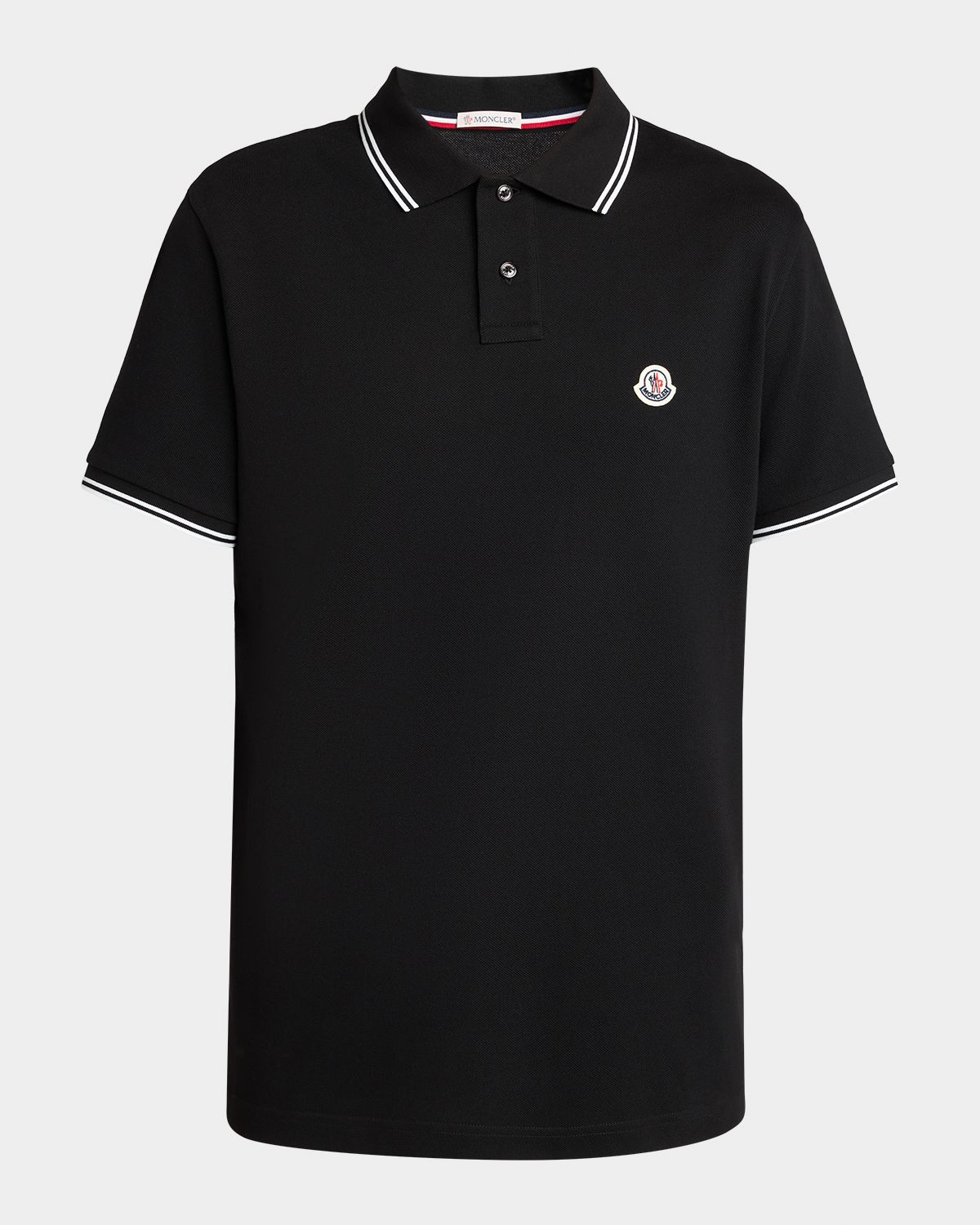 Moncler en 's Cotton Pique Polo Shirt with Felt Logo