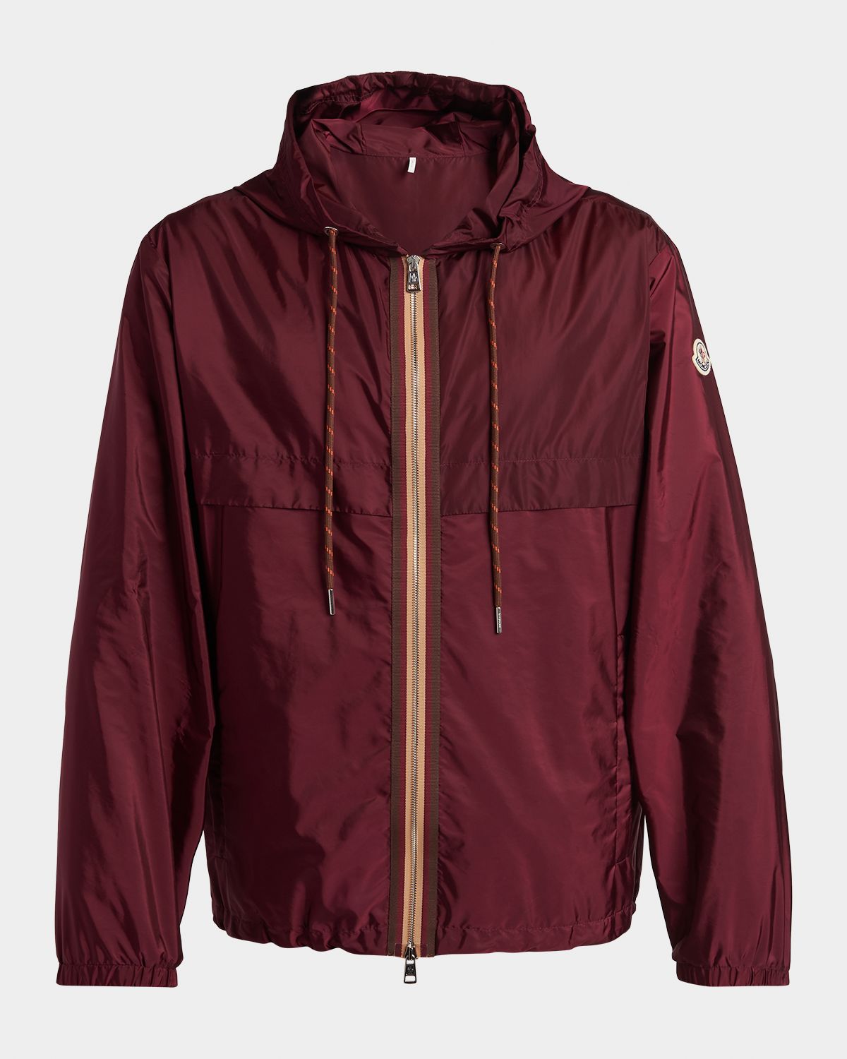 Moncler Men 's Nidge Grosgrain-Trim Nylon Hooded Full-Zip Jacket