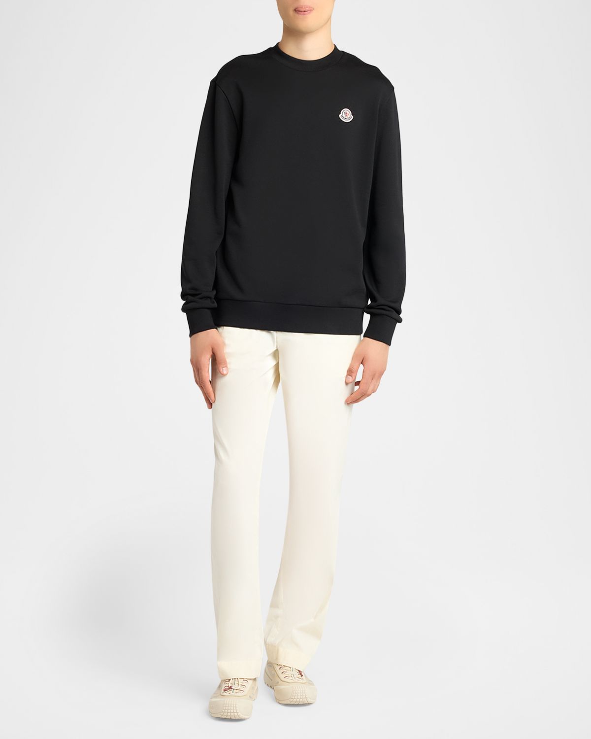 Moncler en 's Cotton Fleece Sweatshirt with Felt Logo Patch
