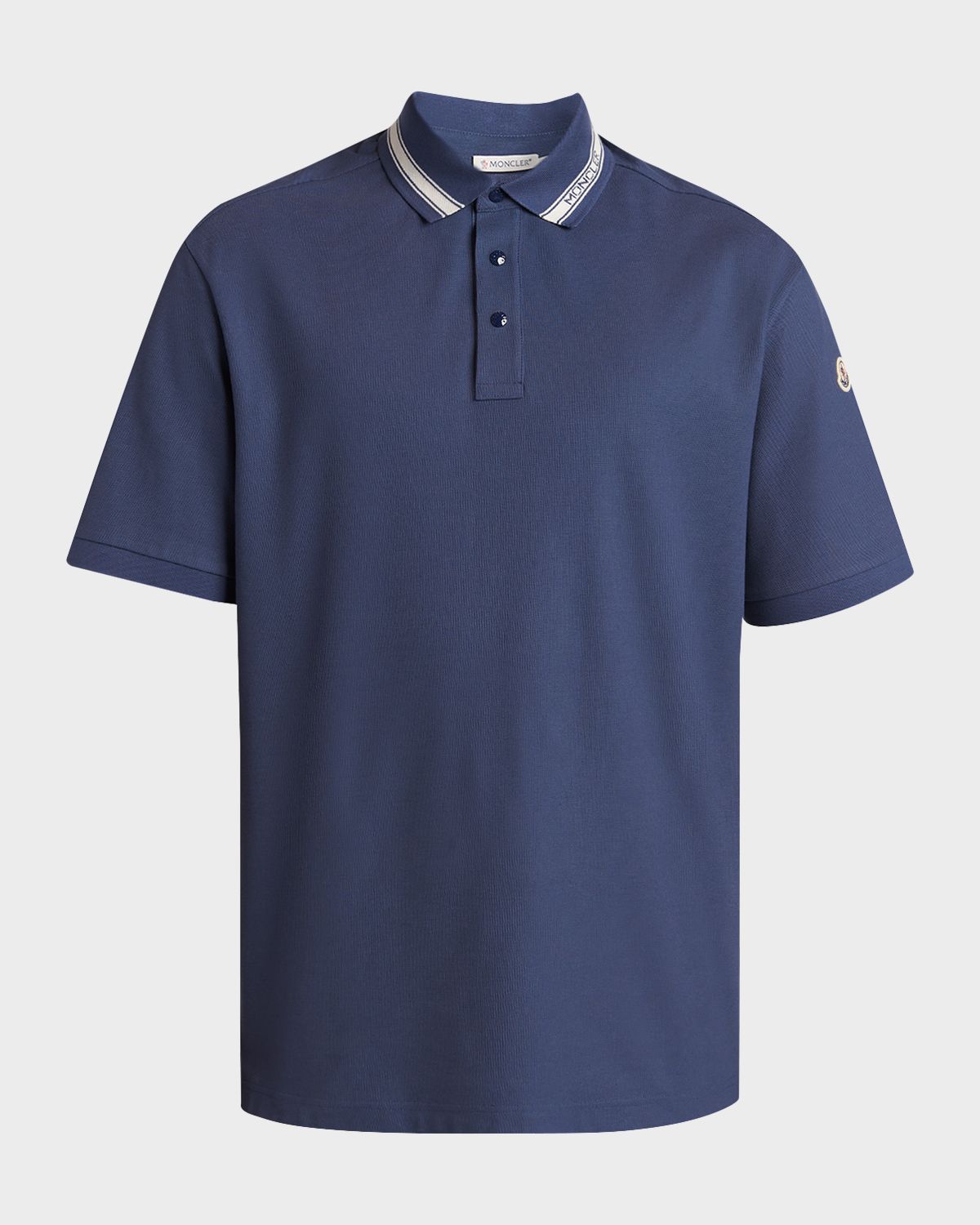 Moncler Men 's Stripe-Trim Cotton Pique Polo Shirt