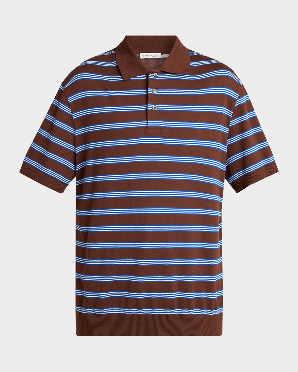 Moncler en 's Cotton Knit Triple-Stripe Polo Shirt