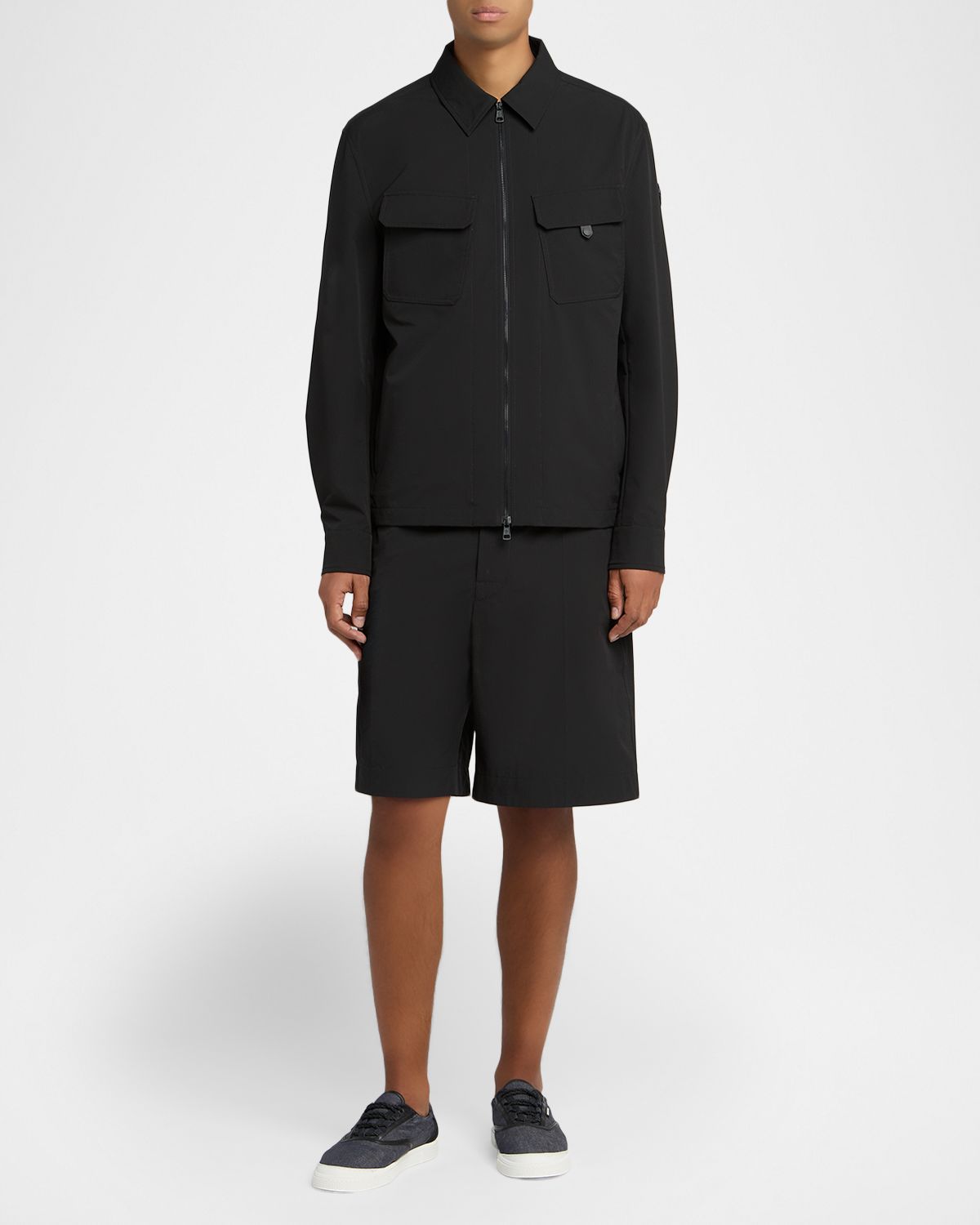 Moncler en 's Polyester Double Pocket Full-Zip Shirt Jacket