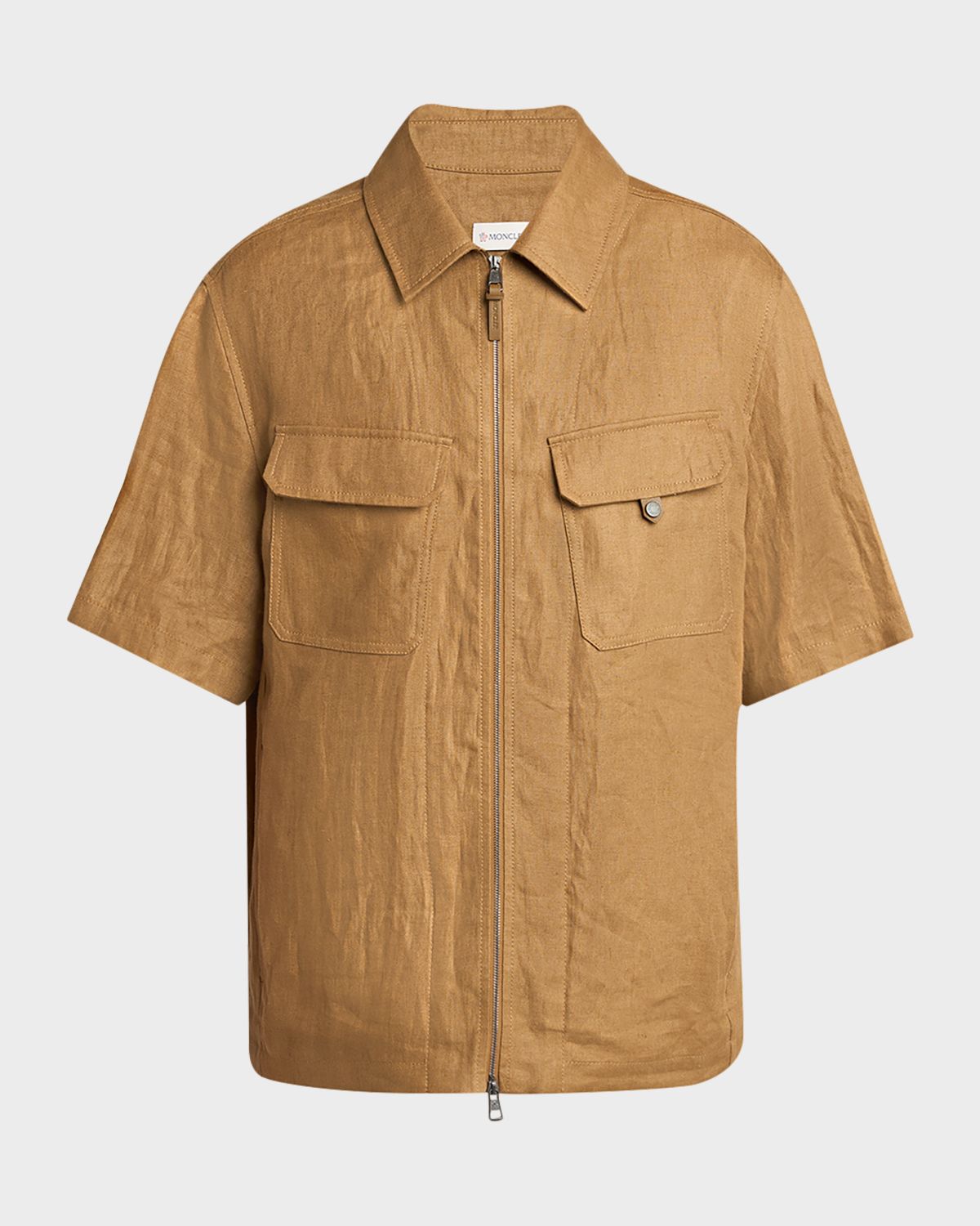 Moncler Men 's Flax Short-Sleeve Utility Shirt | Thumbnail 6