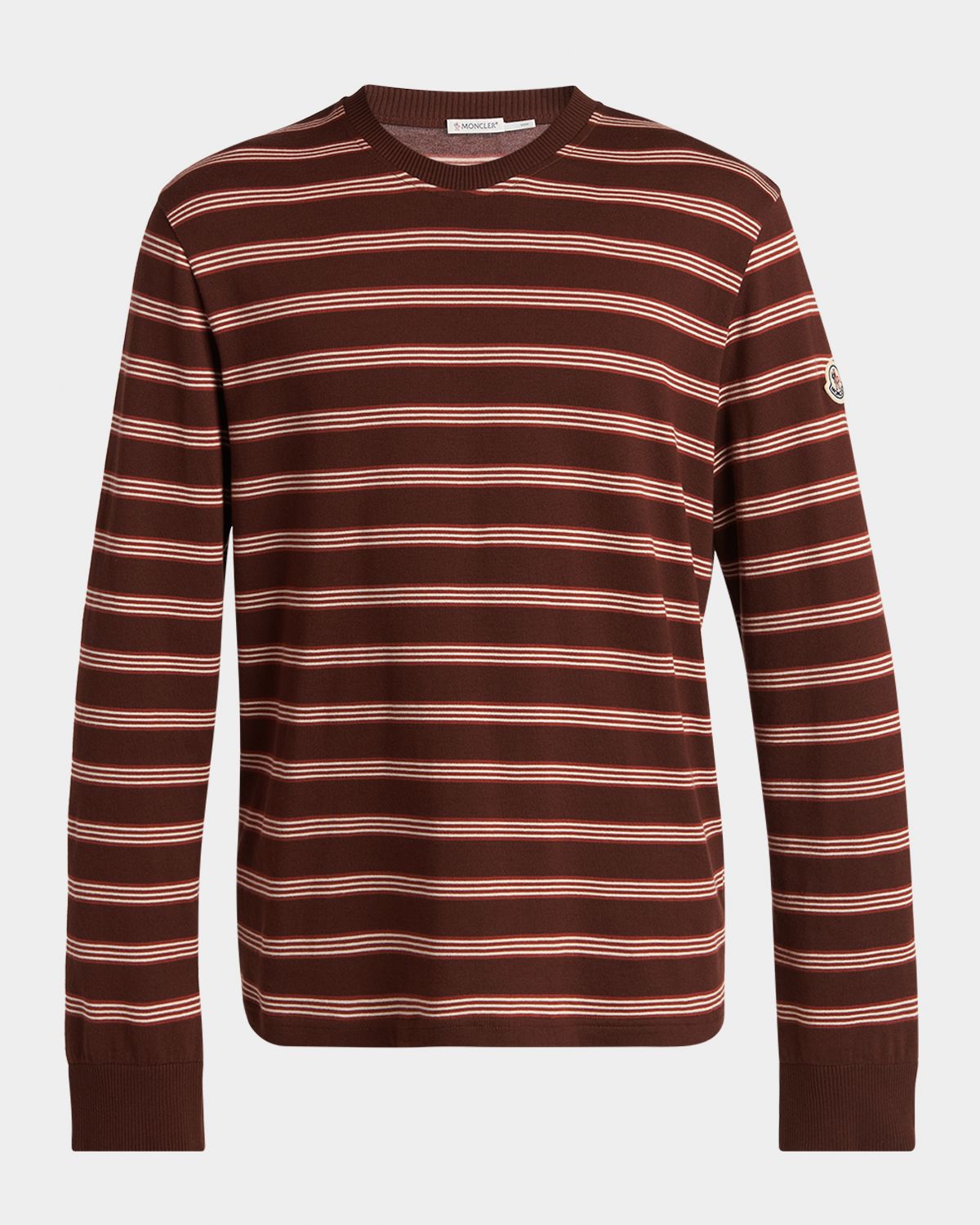 Moncler Men 's Cotton Triple-Stripe Crewneck Long-Sleeve T-Shirt