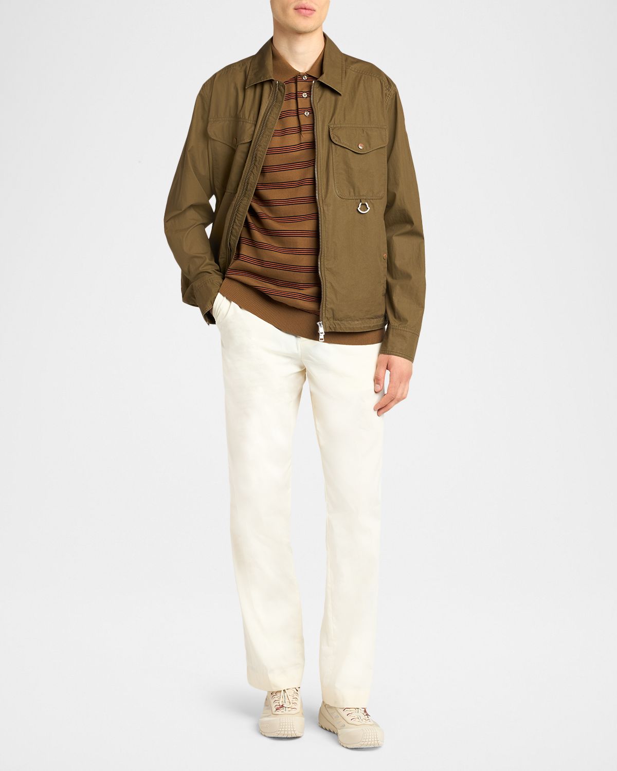 Moncler en 's Cotton Full-Zip Shirt Jacket with Logo D-Ring