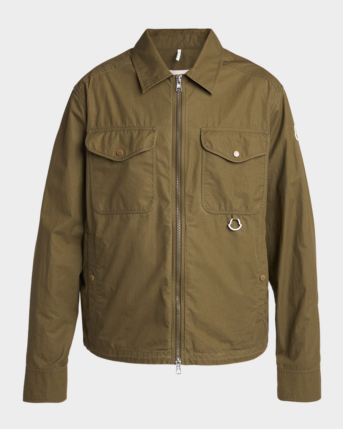 Moncler en 's Cotton Full-Zip Shirt Jacket with Logo D-Ring