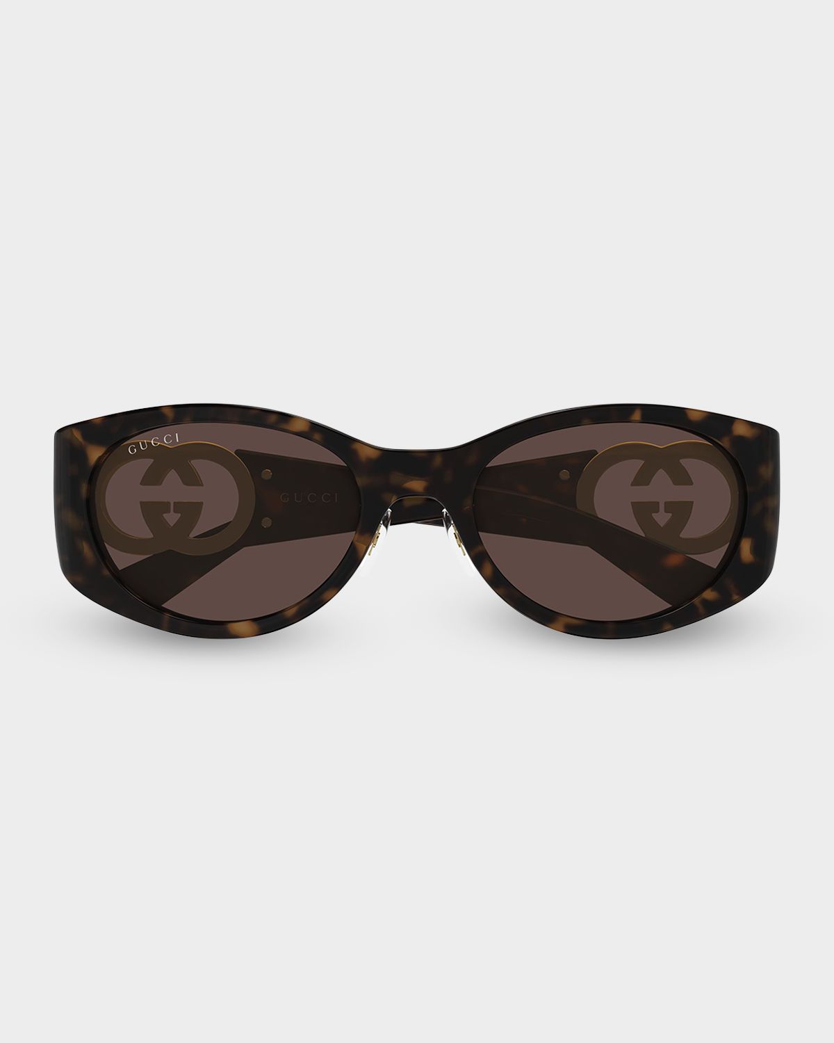 Gucci Crystal-Embellished Logo 51mm Oval Sunglasses