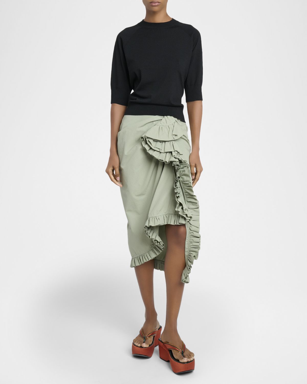 Dries Van Noten Tuan Short-Sleeve Wool Crewneck Sweater