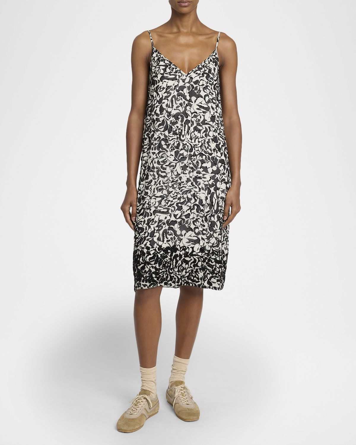 Dries Van Noten Denya Embroidered Sleeveless Midi Dress