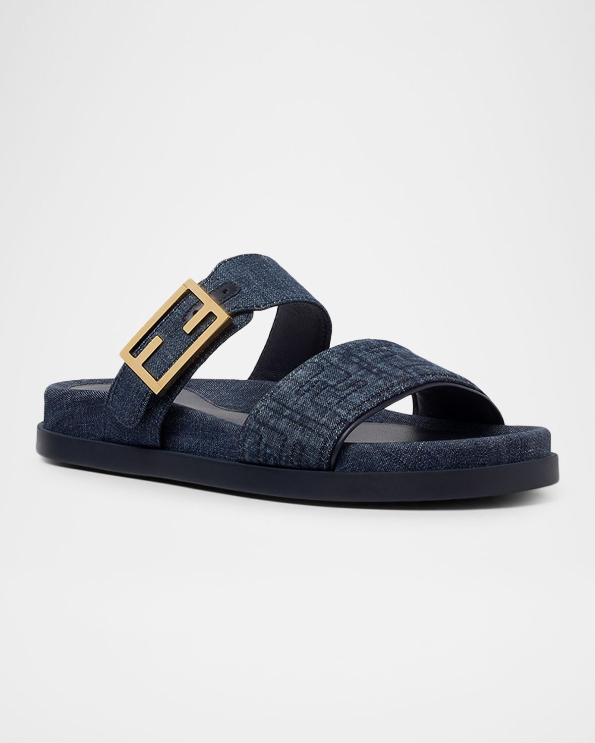 Fendi FF Feel Denim Slide Sandals