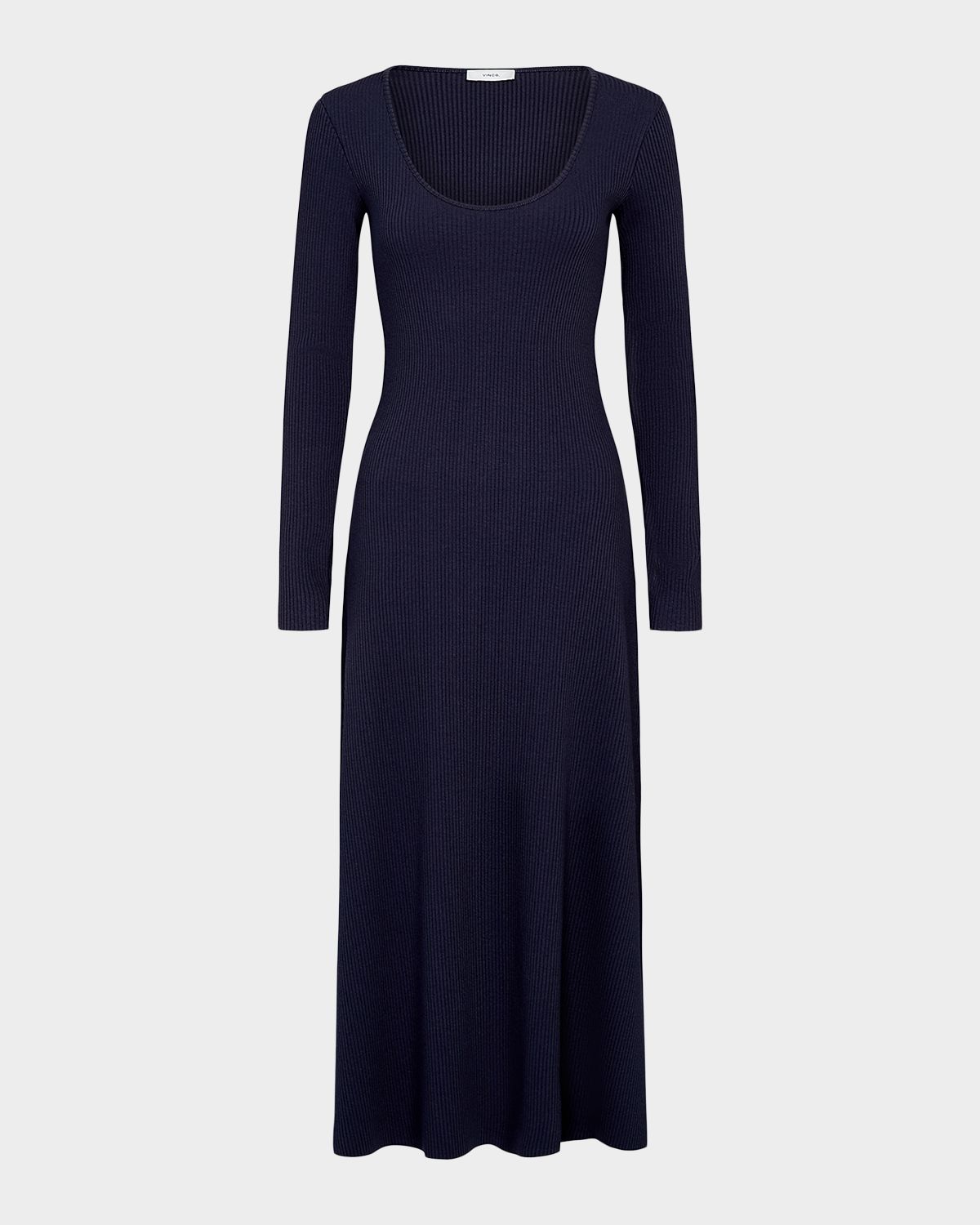 Vince Long-Sleeve Rib-Knit Midi Dress