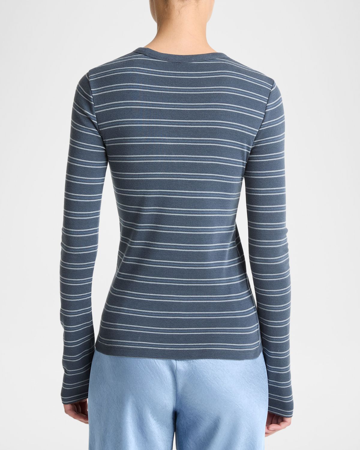 Vince Striped Long-Sleeve Crewneck Tee